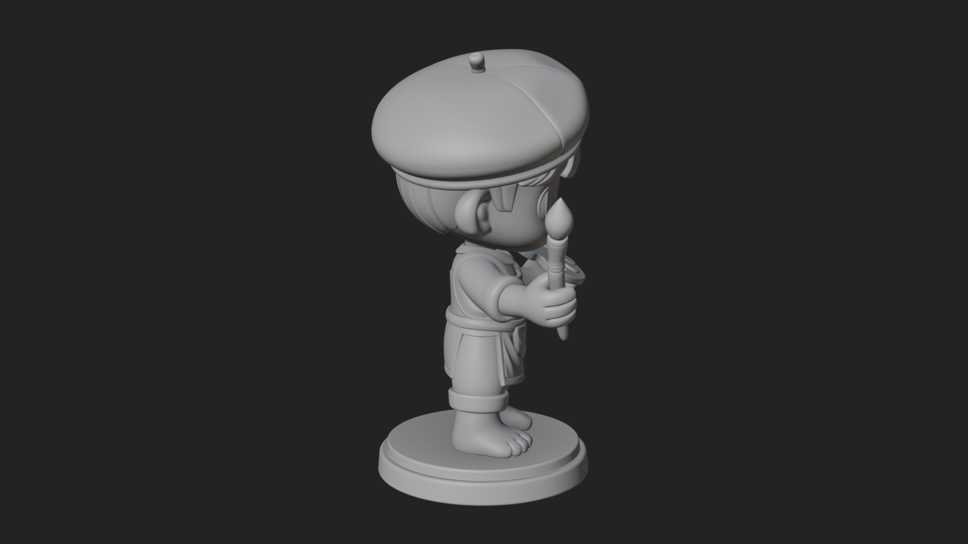 Chibi Painter Boy Statue Design 1 3D Print Model 3D Model