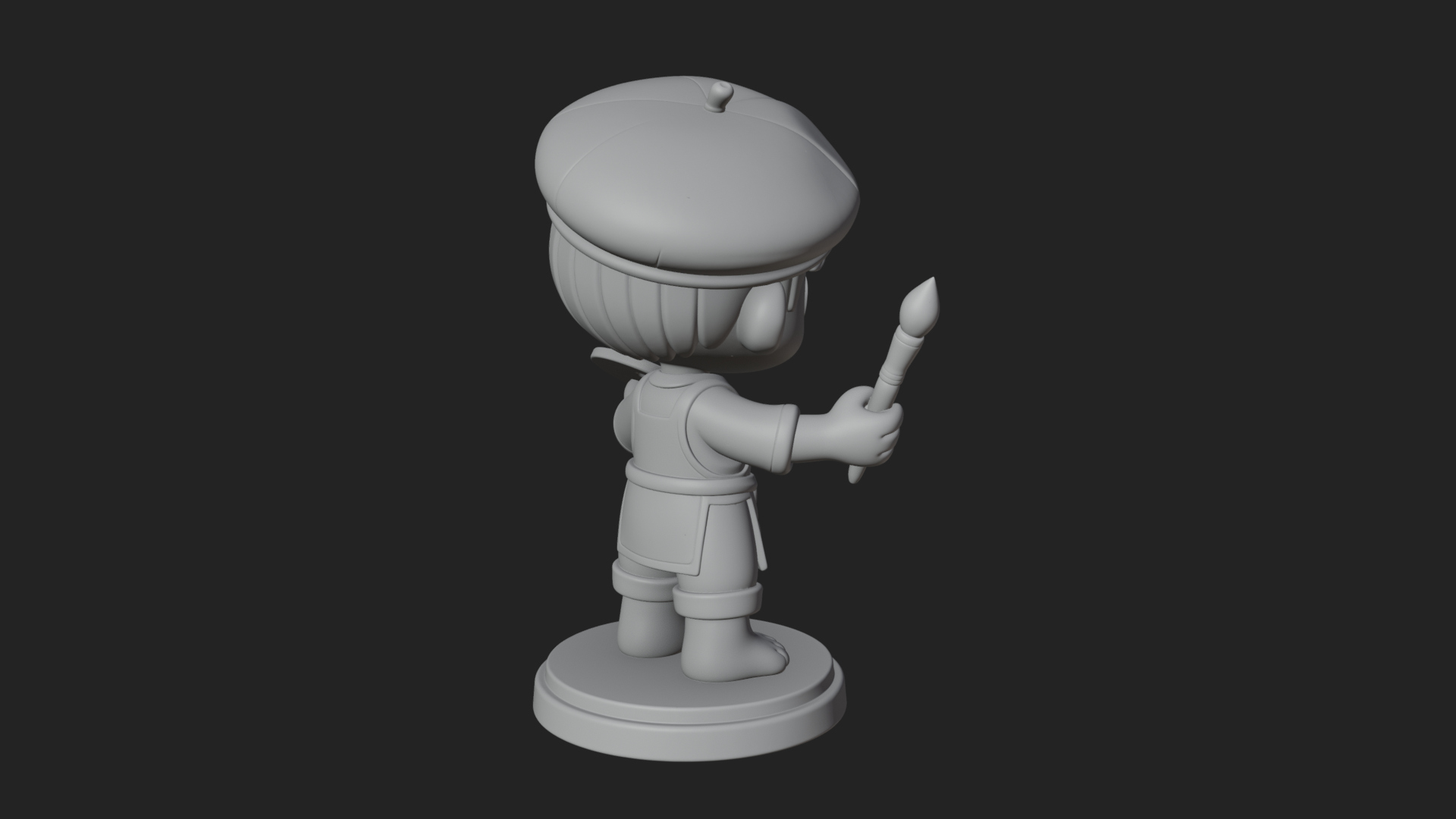 Chibi Painter Boy Statue Design 1 3D Print Model 3D Model