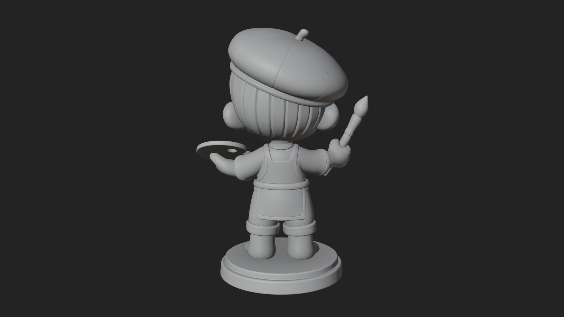 Chibi Painter Boy Statue Design 1 3D Print Model 3D Model