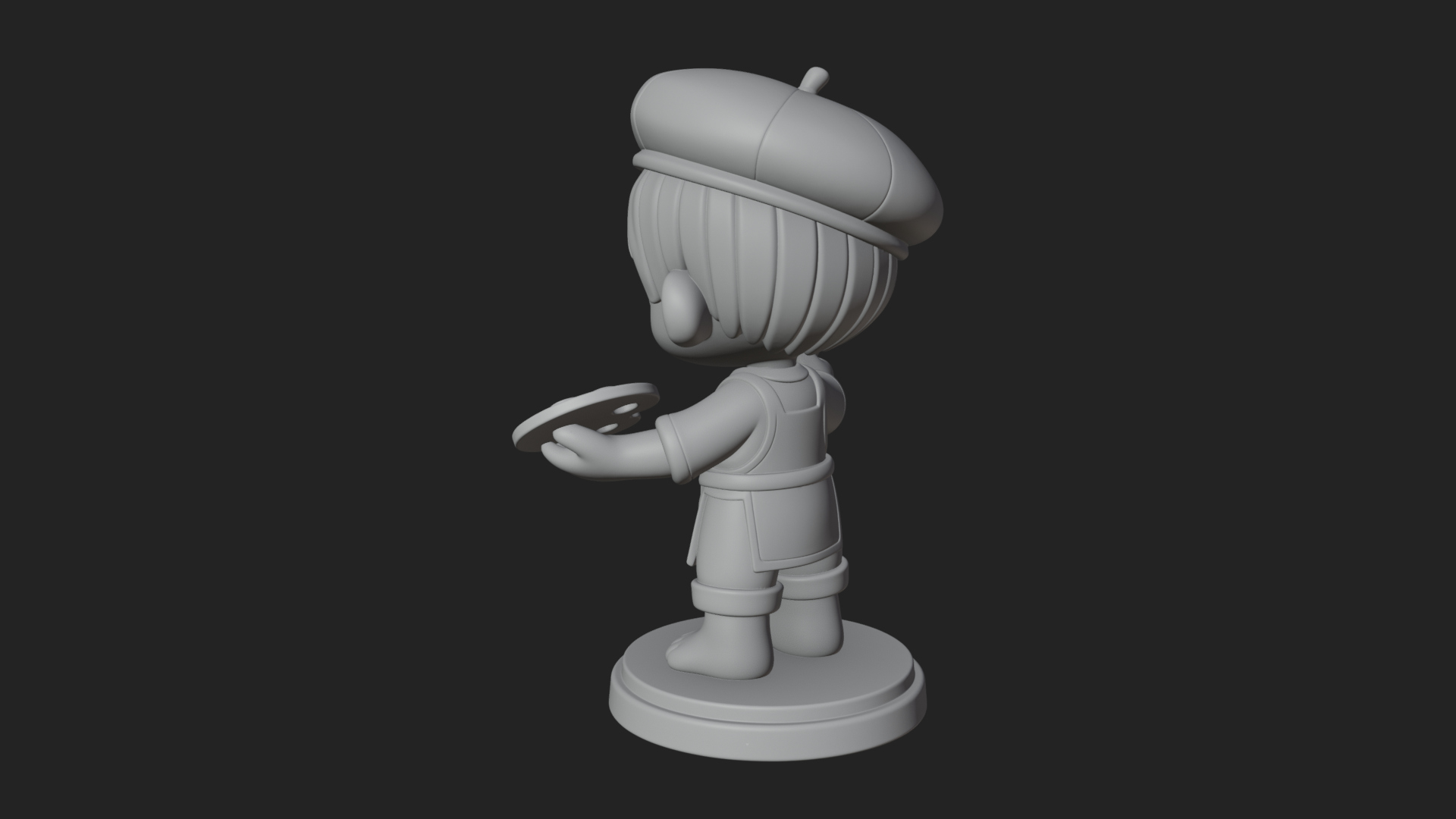 Chibi Painter Boy Statue Design 1 3D Print Model 3D Model