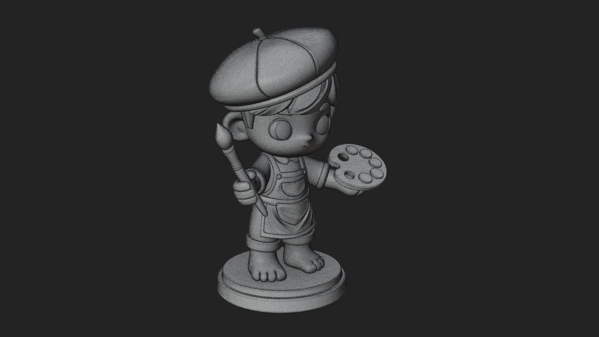 Chibi Painter Boy Statue Design 1 3D Print Model 3D Model