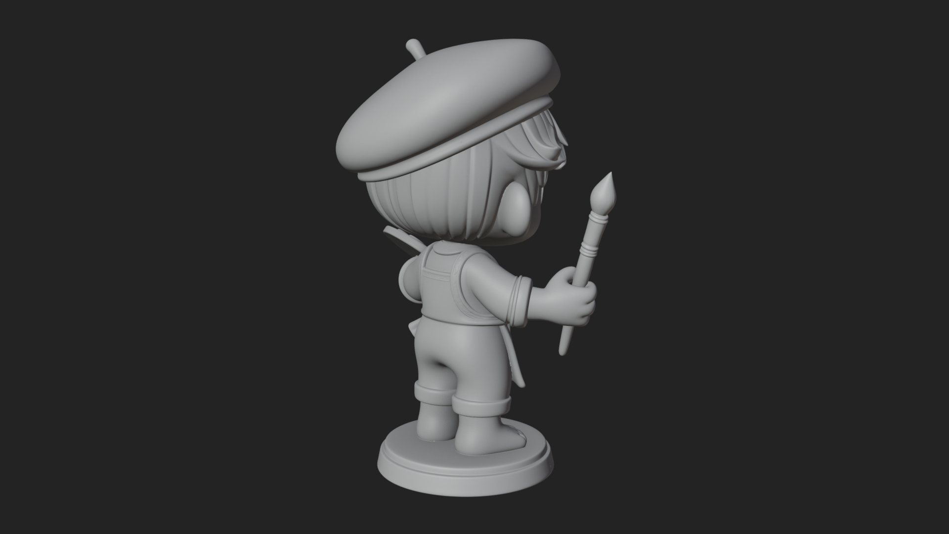 Chibi Painter Boy Statue Design 2 3D Print Model 3D Model