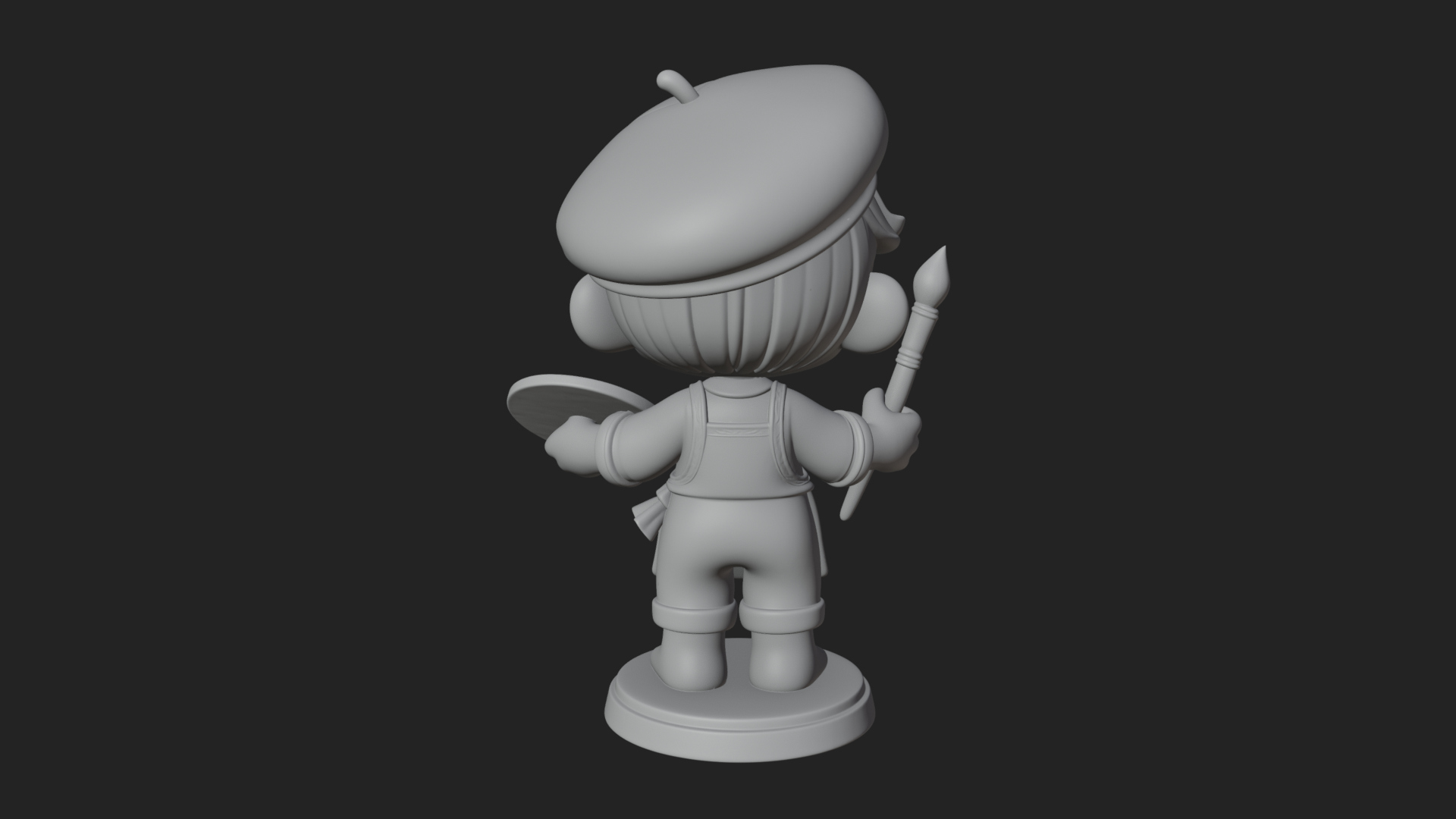 Chibi Painter Boy Statue Design 2 3D Print Model 3D Model