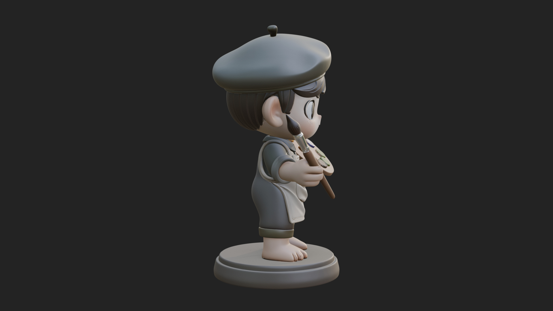 Chibi Painter Boy Statue Design 3 3D Print Model 3D Model