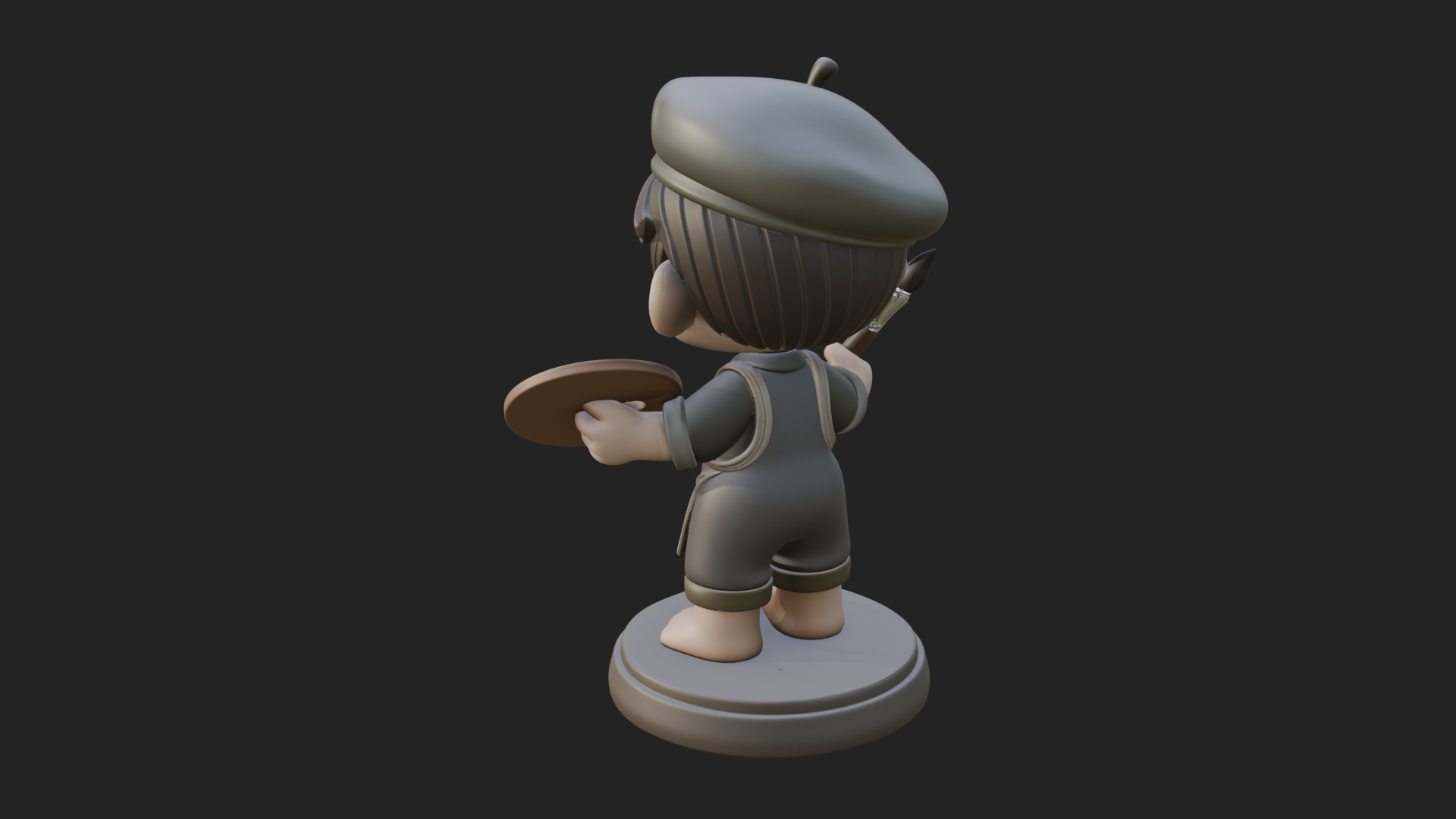 Chibi Painter Boy Statue Design 3 3D Print Model 3D Model