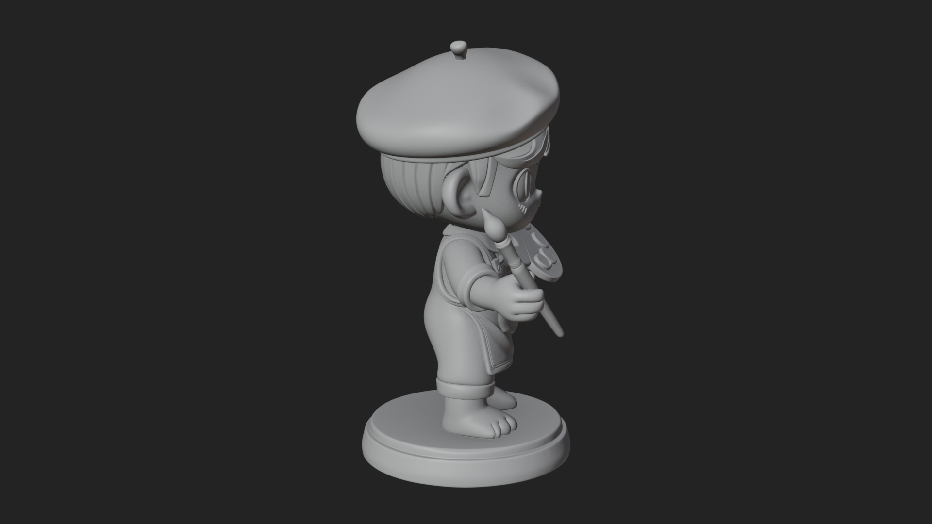 Chibi Painter Boy Statue Design 3 3D Print Model 3D Model
