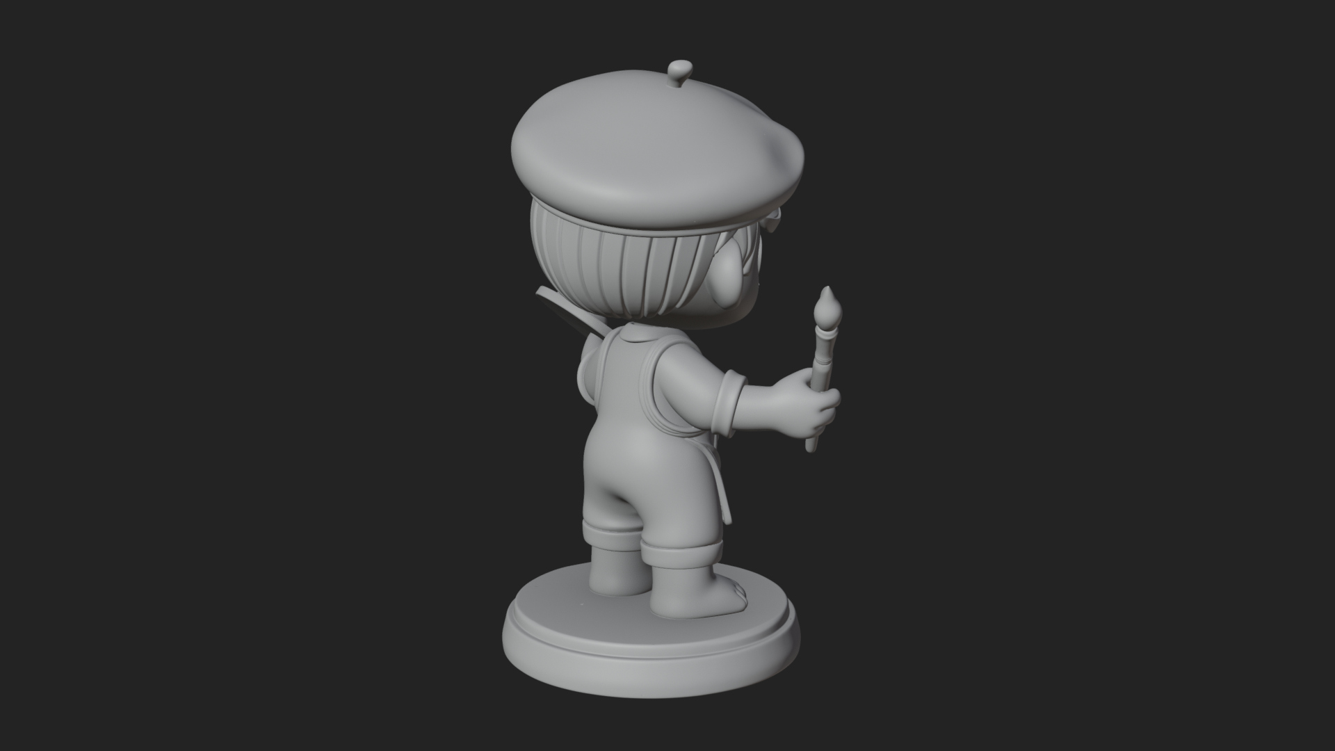 Chibi Painter Boy Statue Design 3 3D Print Model 3D Model