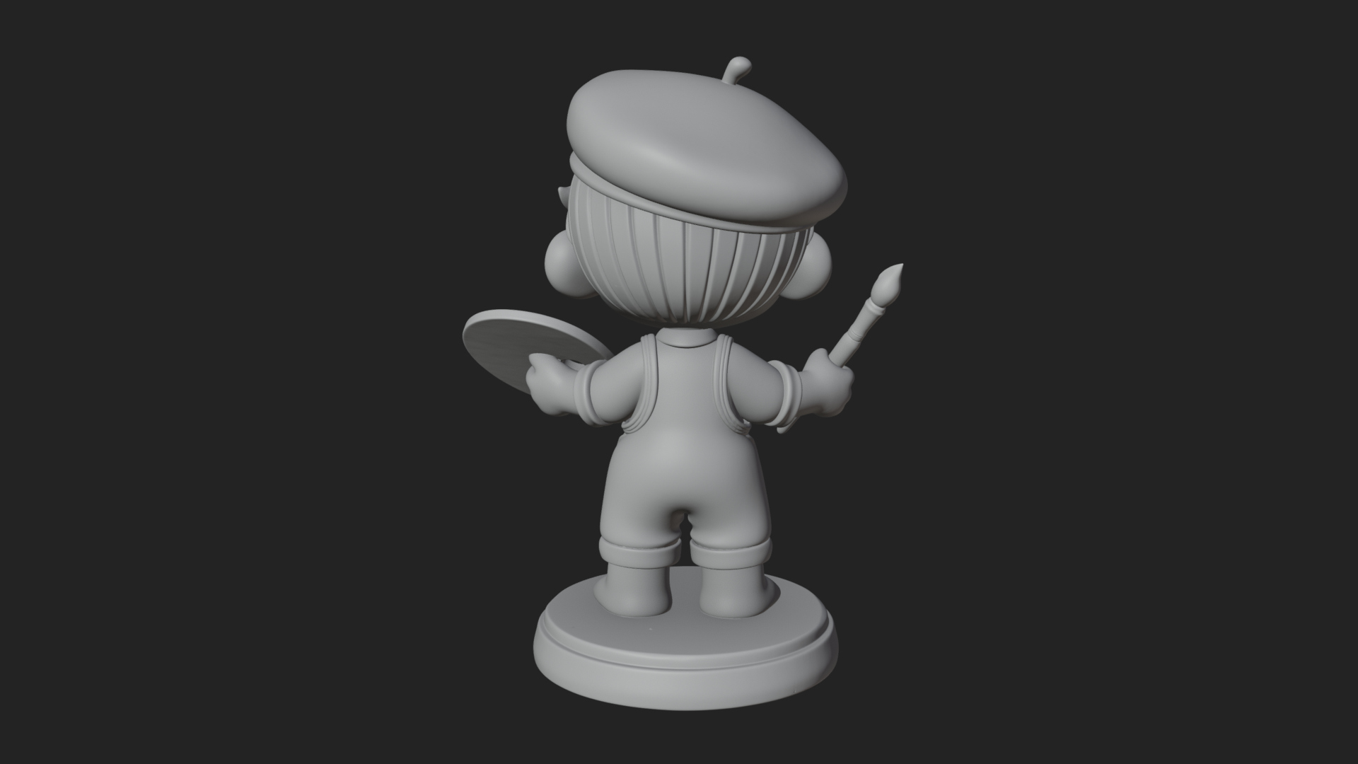 Chibi Painter Boy Statue Design 3 3D Print Model 3D Model