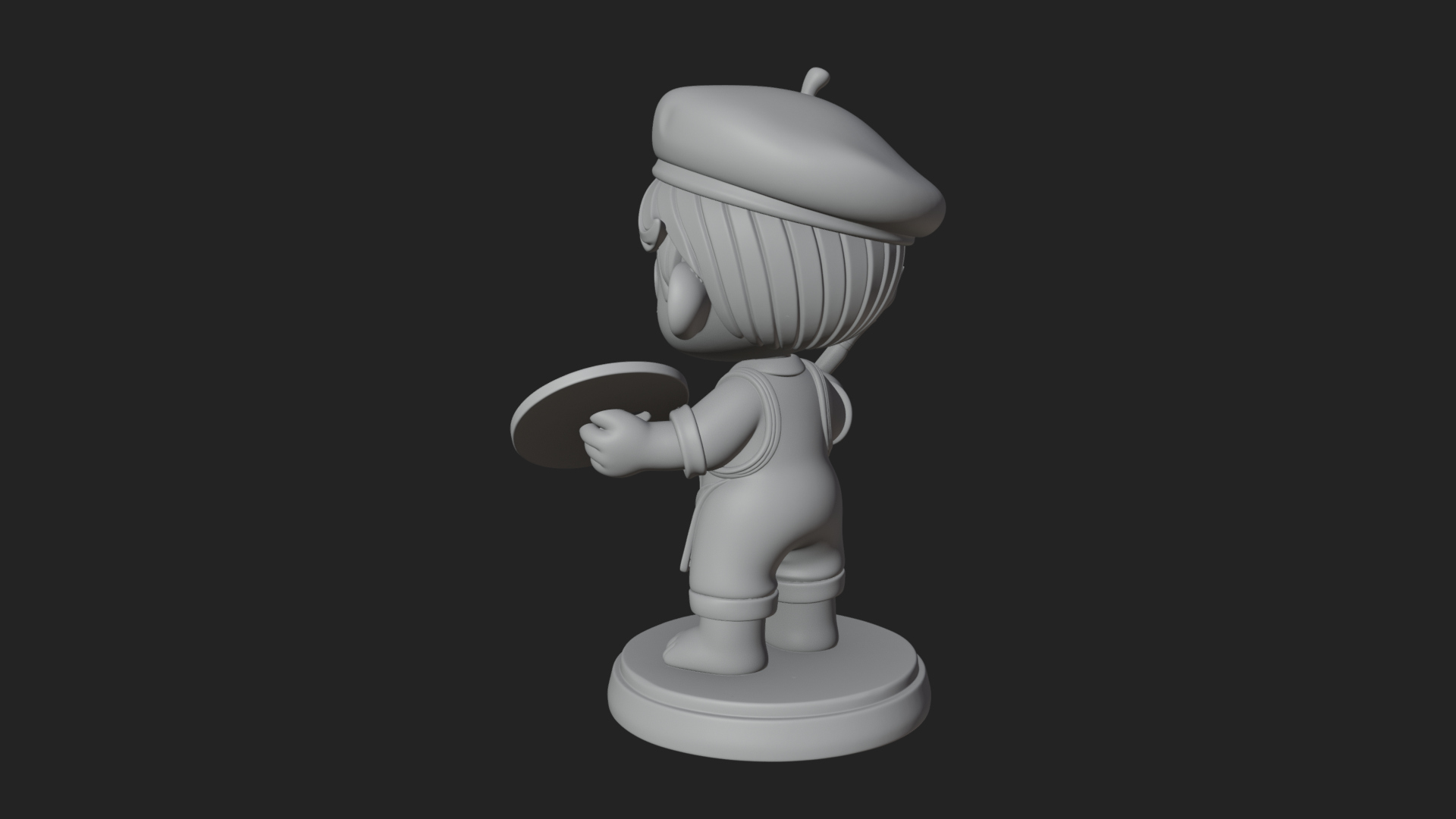 Chibi Painter Boy Statue Design 3 3D Print Model 3D Model