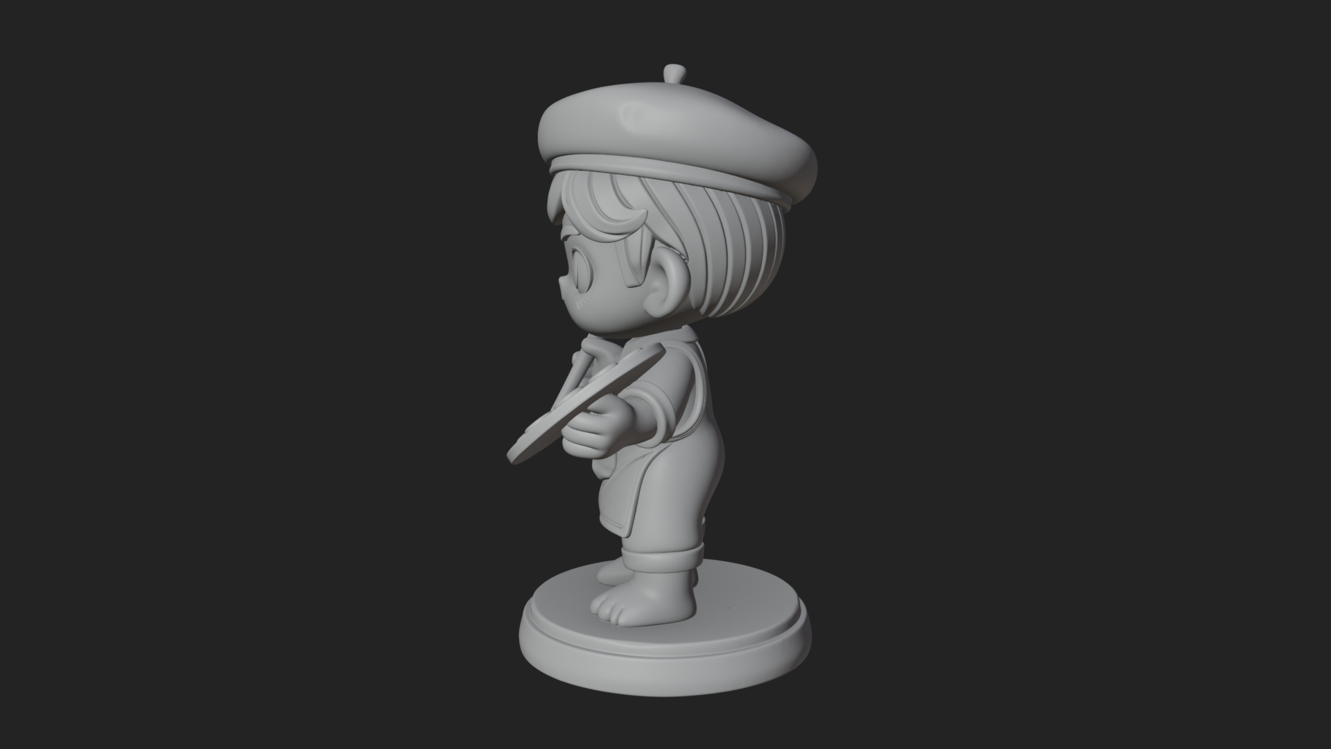 Chibi Painter Boy Statue Design 3 3D Print Model 3D Model