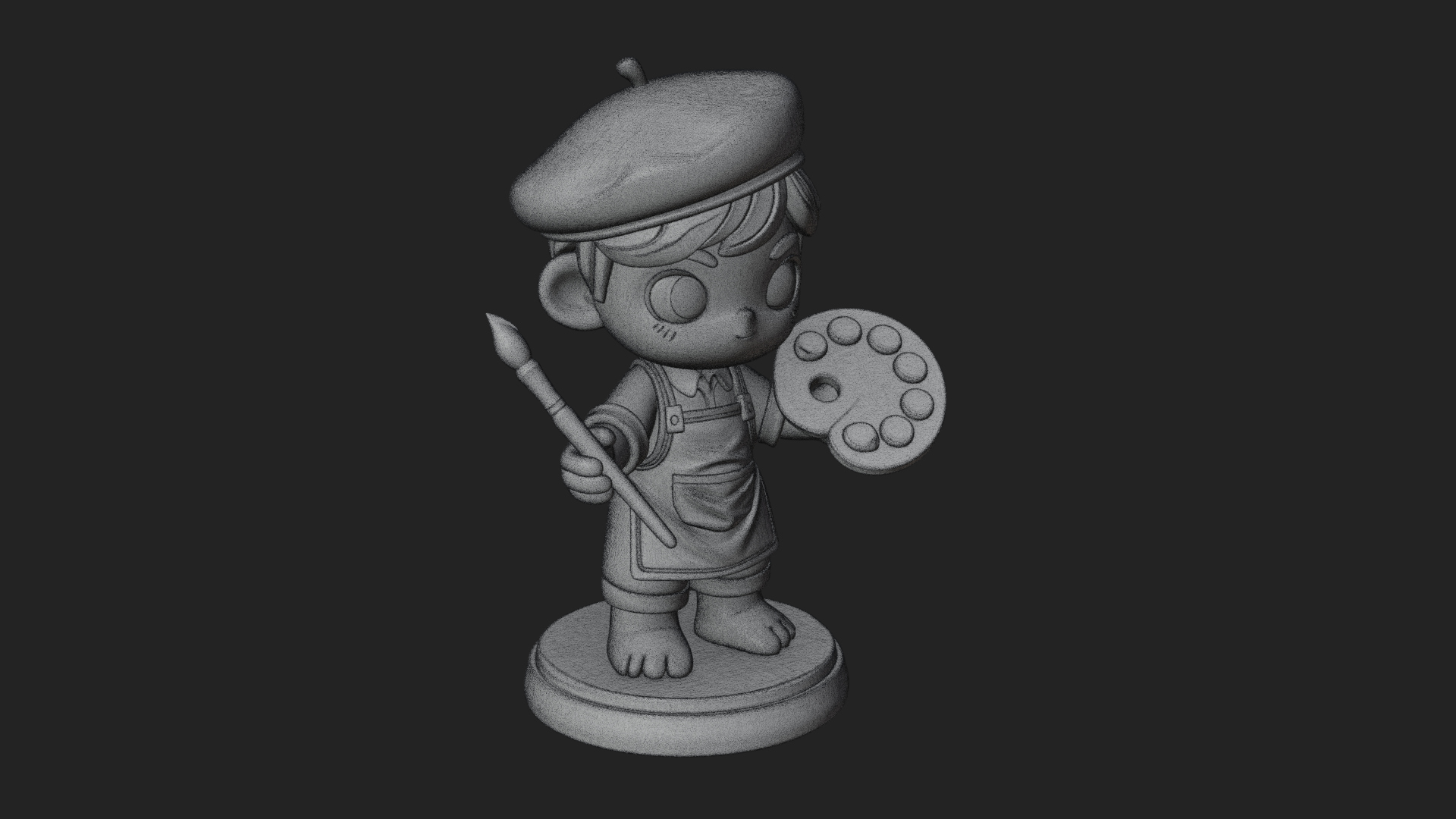 Chibi Painter Boy Statue Design 3 3D Print Model 3D Model