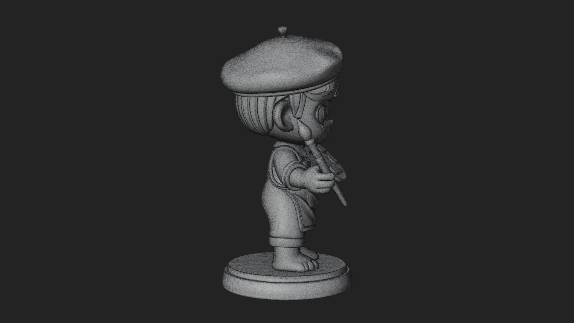 Chibi Painter Boy Statue Design 3 3D Print Model 3D Model