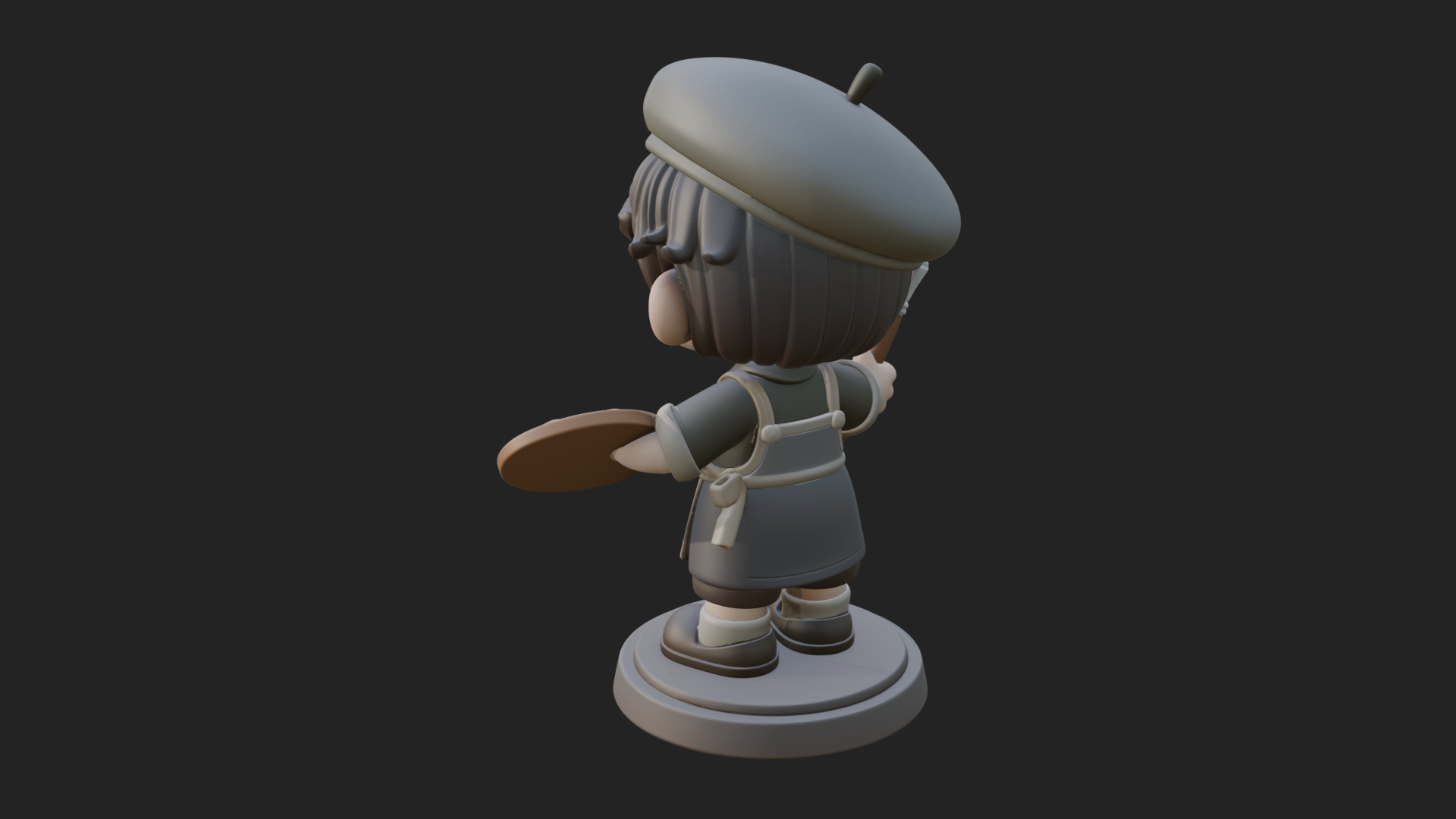 Chibi Painter Boy Statue Design 4 3D Print Model 3D Model