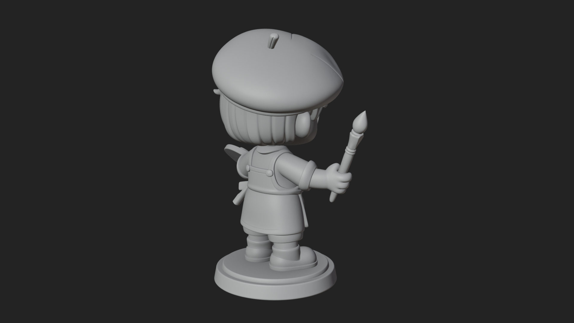 Chibi Painter Boy Statue Design 4 3D Print Model 3D Model