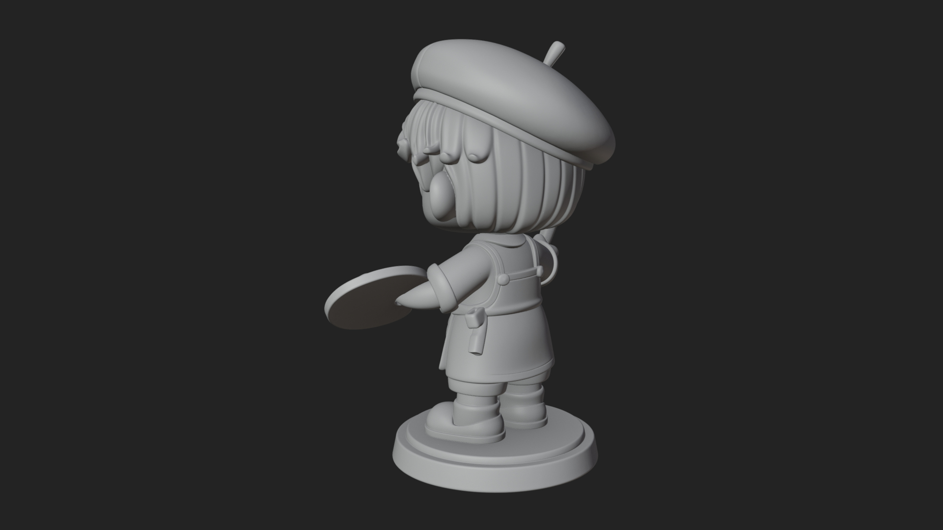 Chibi Painter Boy Statue Design 4 3D Print Model 3D Model