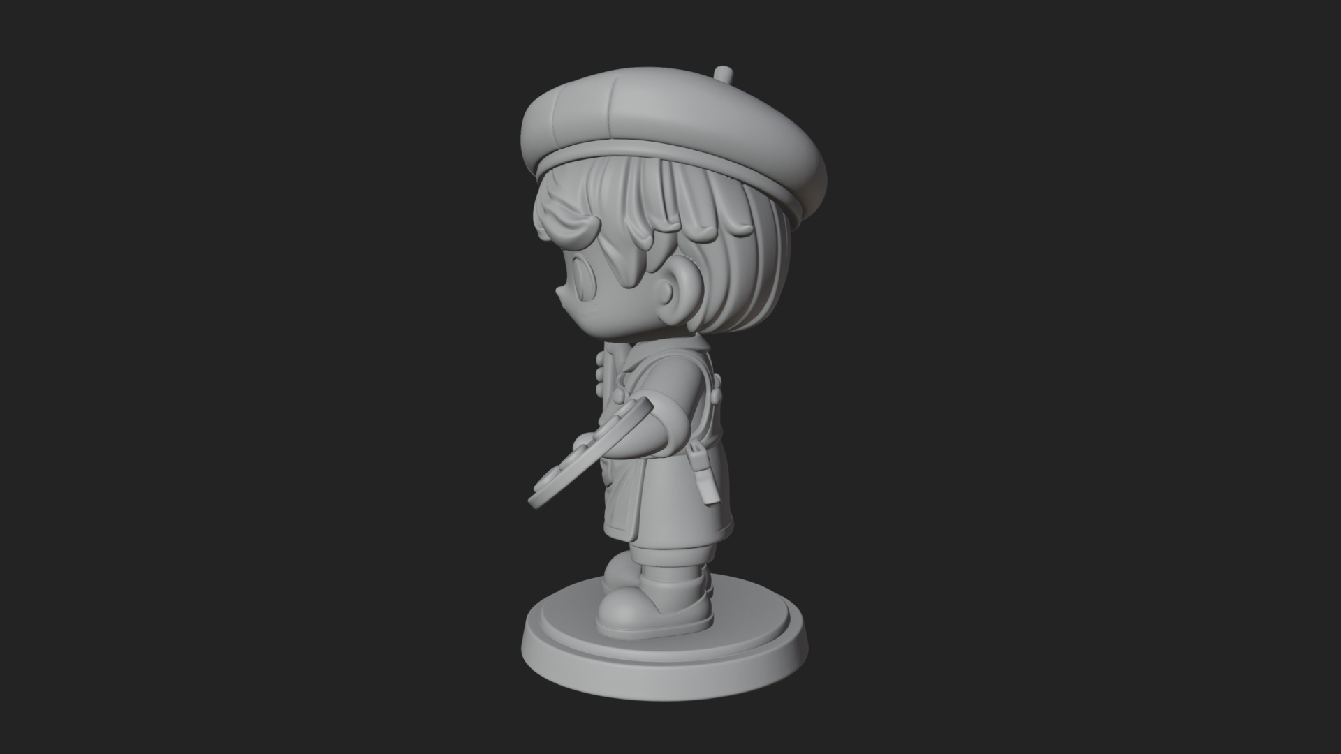 Chibi Painter Boy Statue Design 4 3D Print Model 3D Model