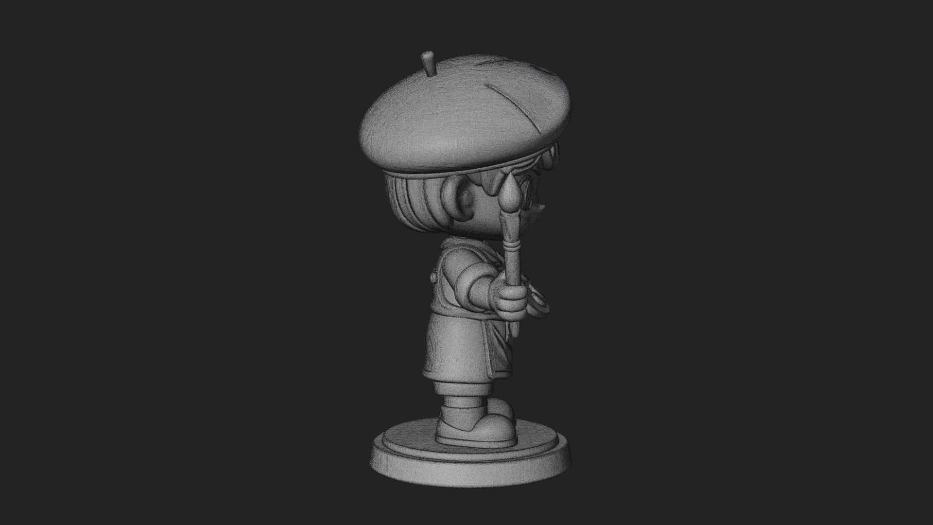 Chibi Painter Boy Statue Design 4 3D Print Model 3D Model