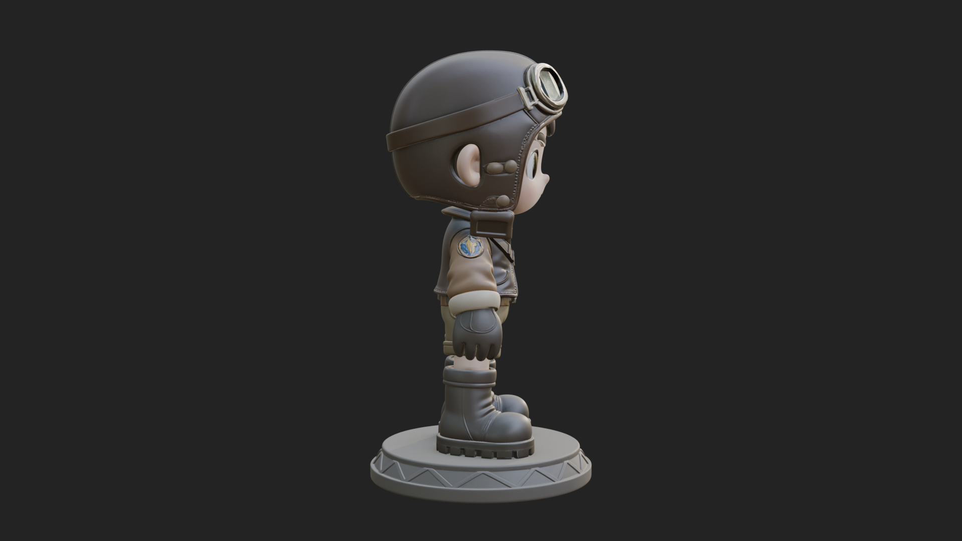Chibi Pilot Boy With Goggles Statue Design 1 3D Print Model 3D Model