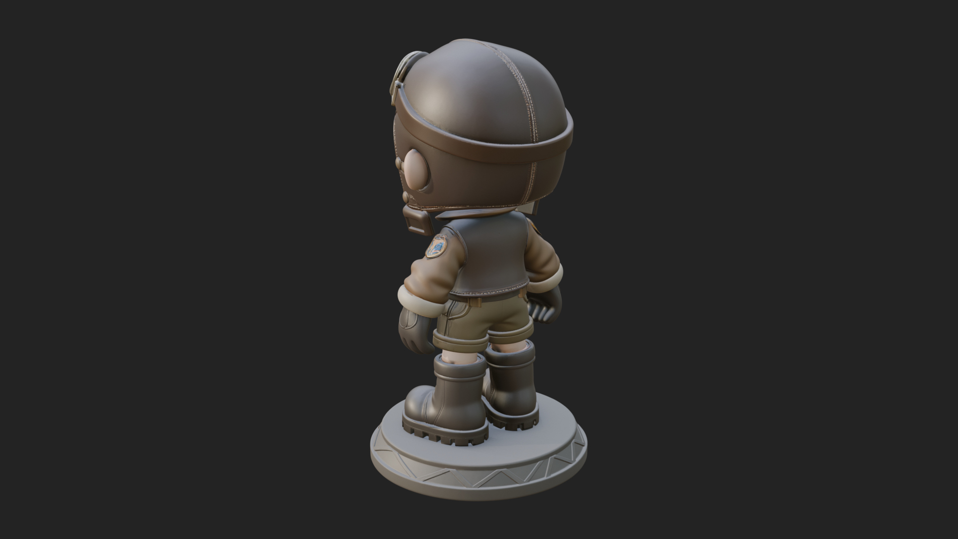 Chibi Pilot Boy With Goggles Statue Design 1 3D Print Model 3D Model