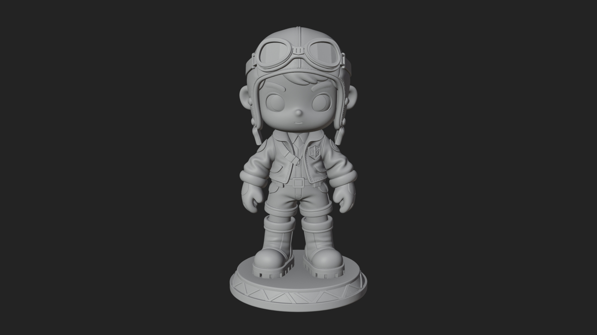 Chibi Pilot Boy With Goggles Statue Design 1 3D Print Model 3D Model