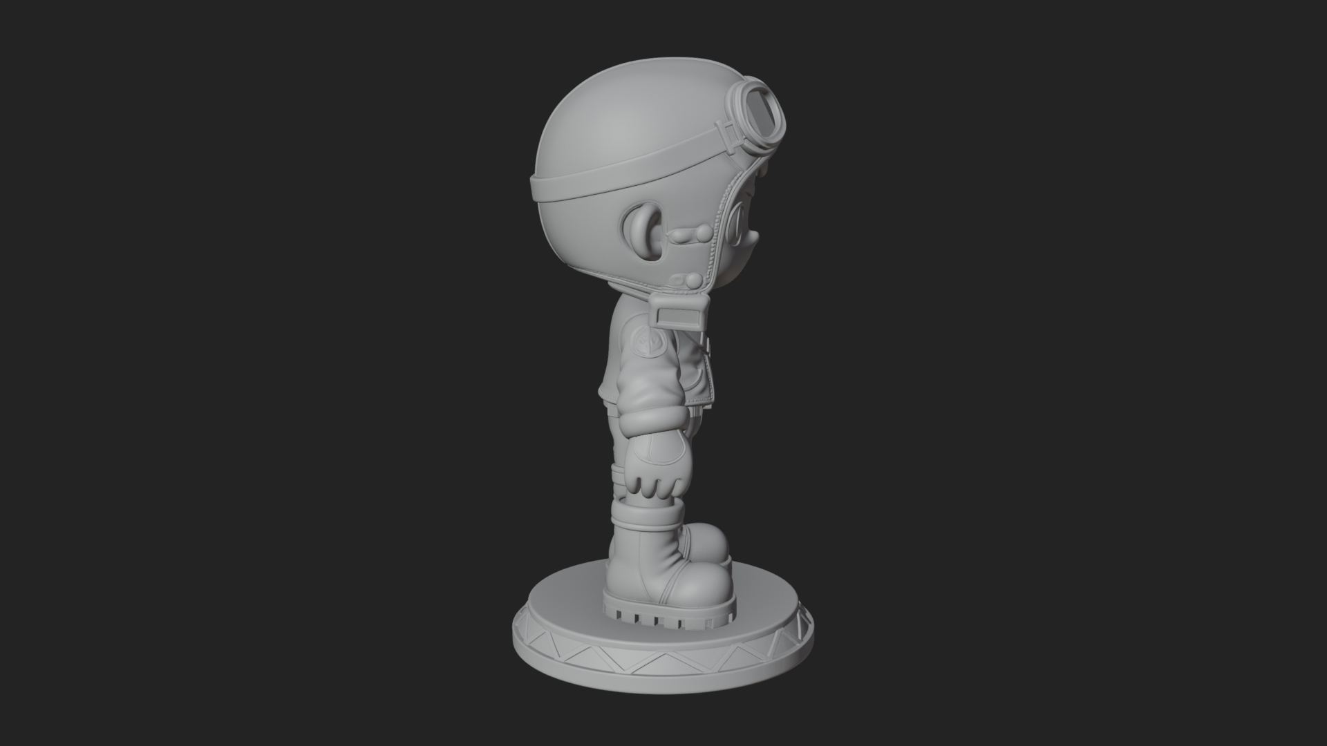 Chibi Pilot Boy With Goggles Statue Design 1 3D Print Model 3D Model