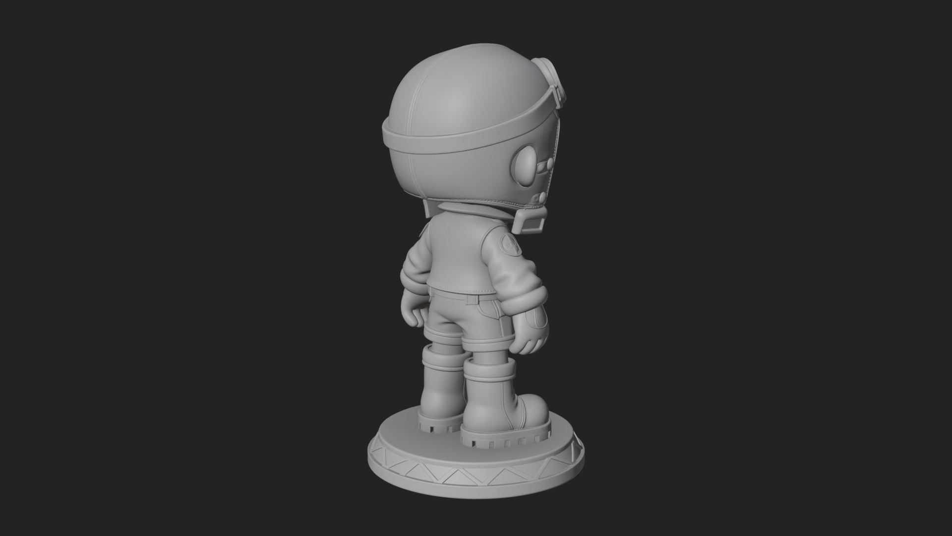 Chibi Pilot Boy With Goggles Statue Design 1 3D Print Model 3D Model