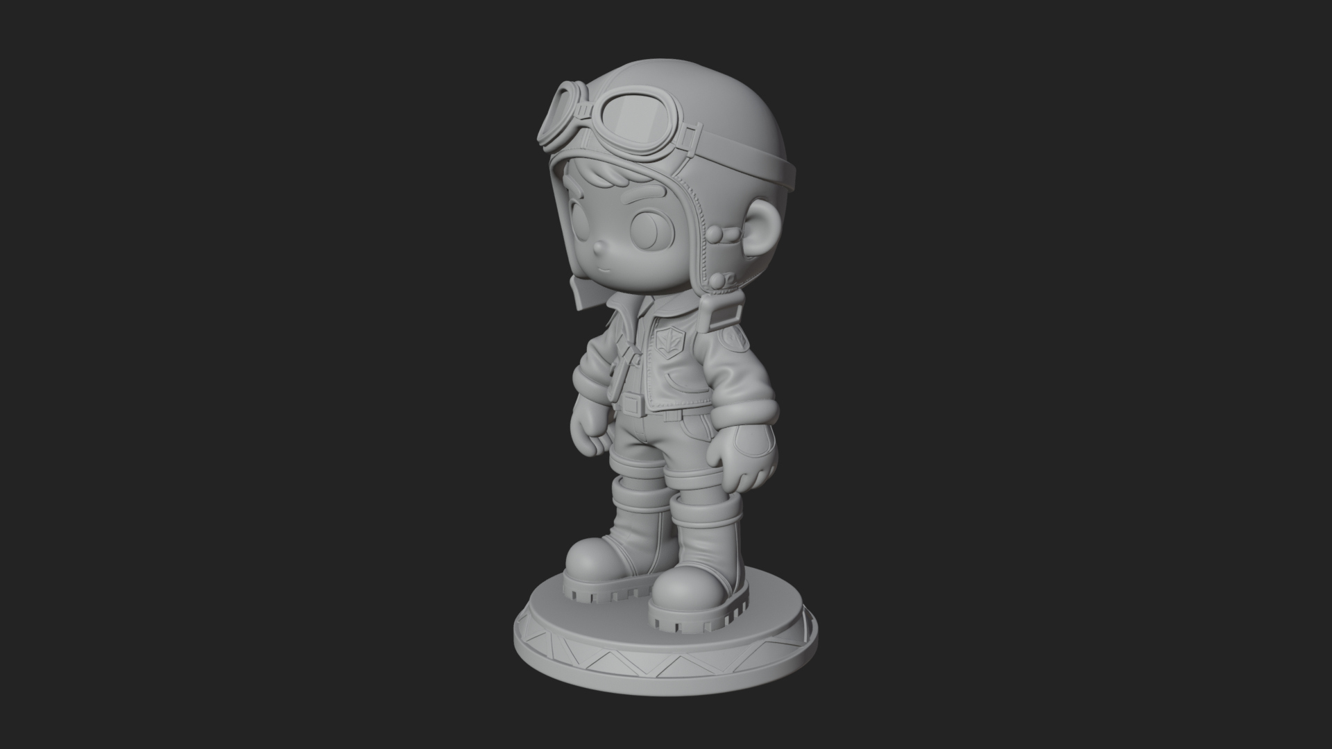 Chibi Pilot Boy With Goggles Statue Design 1 3D Print Model 3D Model