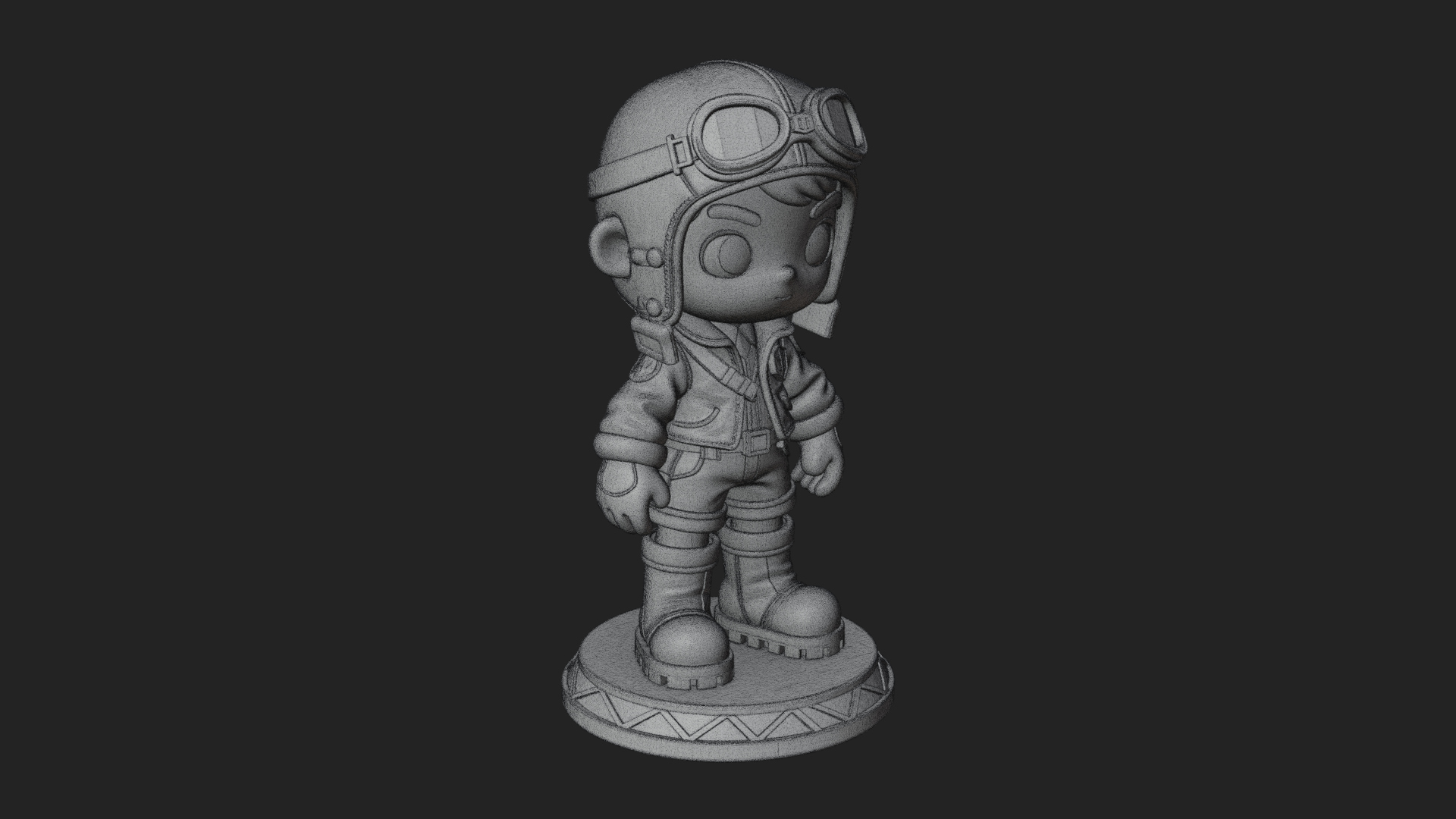 Chibi Pilot Boy With Goggles Statue Design 1 3D Print Model 3D Model