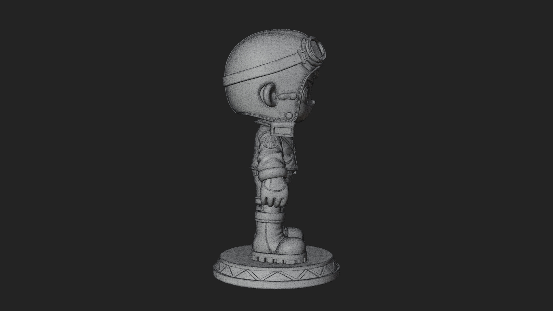 Chibi Pilot Boy With Goggles Statue Design 1 3D Print Model 3D Model