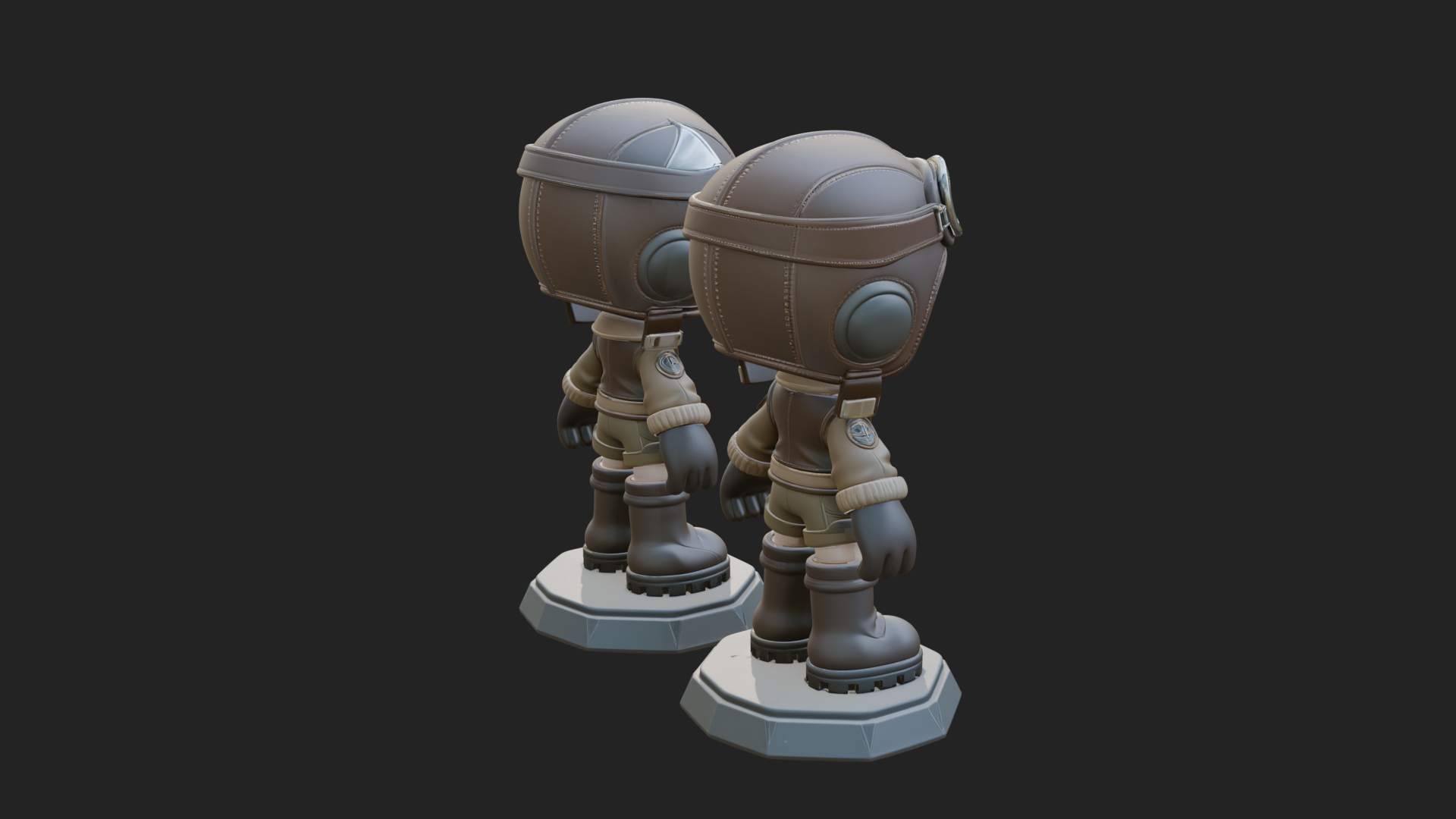 Chibi Pilot Boy With Goggles Statue Design 2 3D Print Model 3D Model