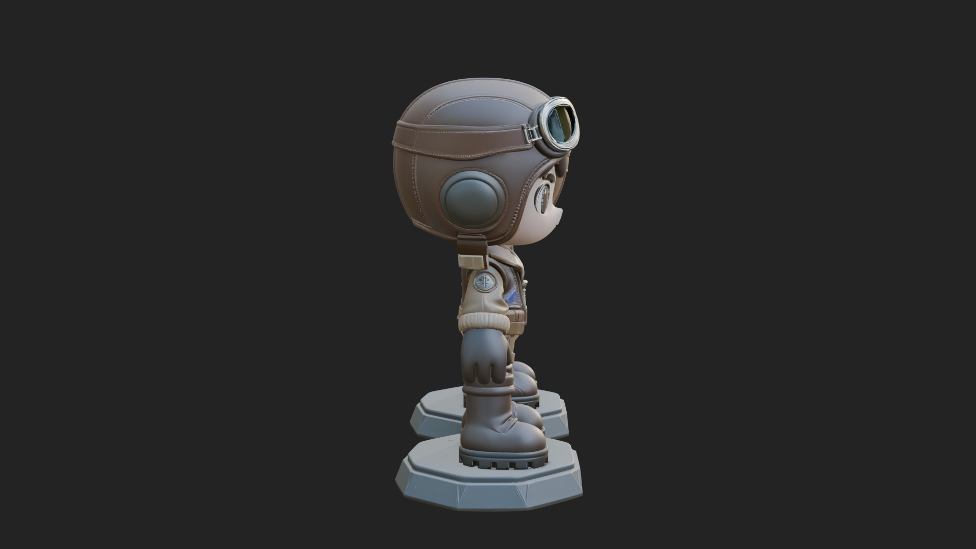 Chibi Pilot Boy With Goggles Statue Design 2 3D Print Model 3D Model