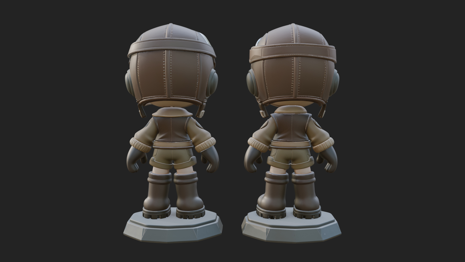 Chibi Pilot Boy With Goggles Statue Design 2 3D Print Model 3D Model