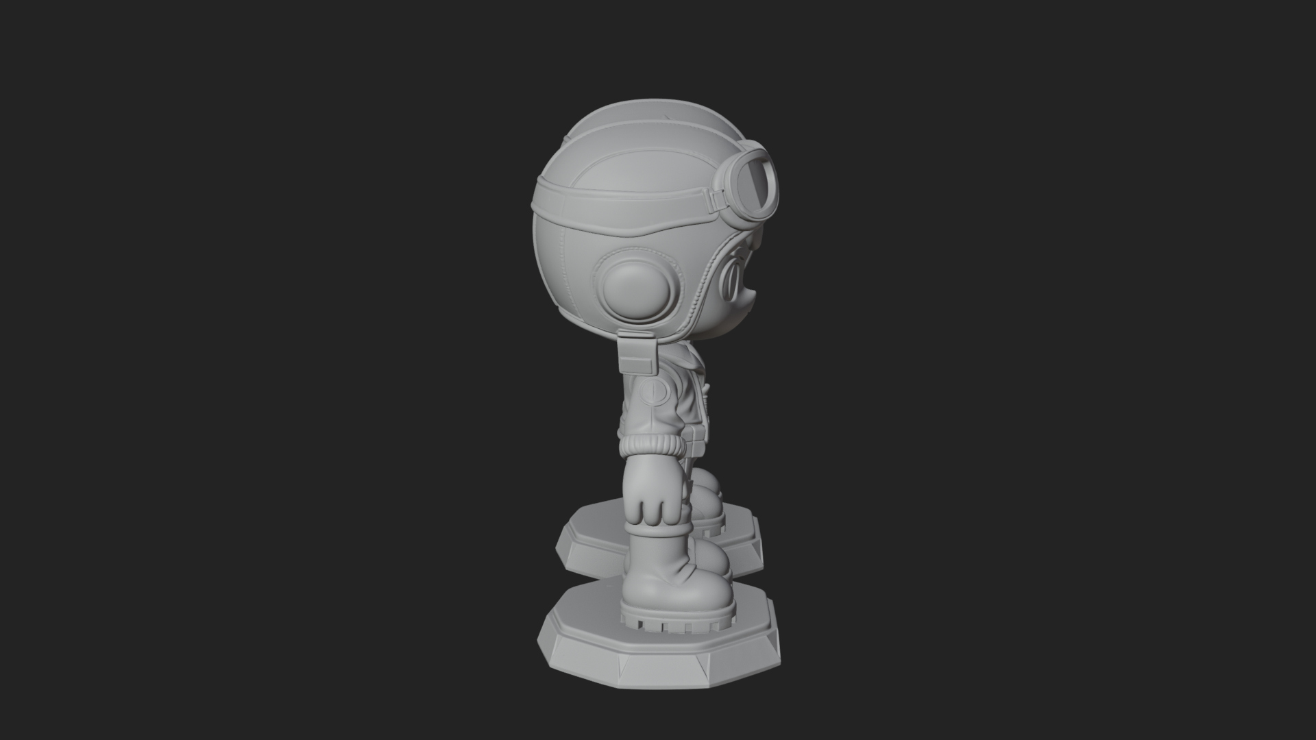 Chibi Pilot Boy With Goggles Statue Design 2 3D Print Model 3D Model