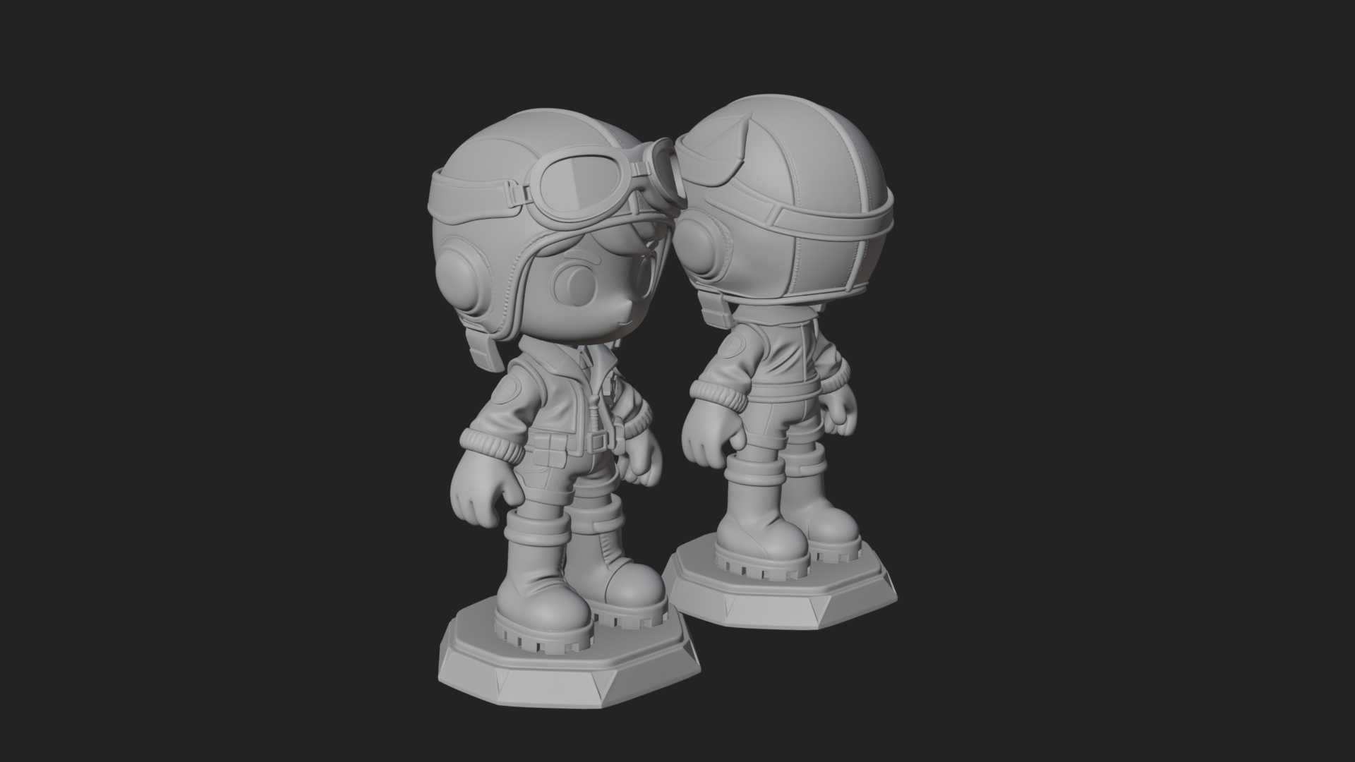 Chibi Pilot Boy With Goggles Statue Design 2 3D Print Model 3D Model