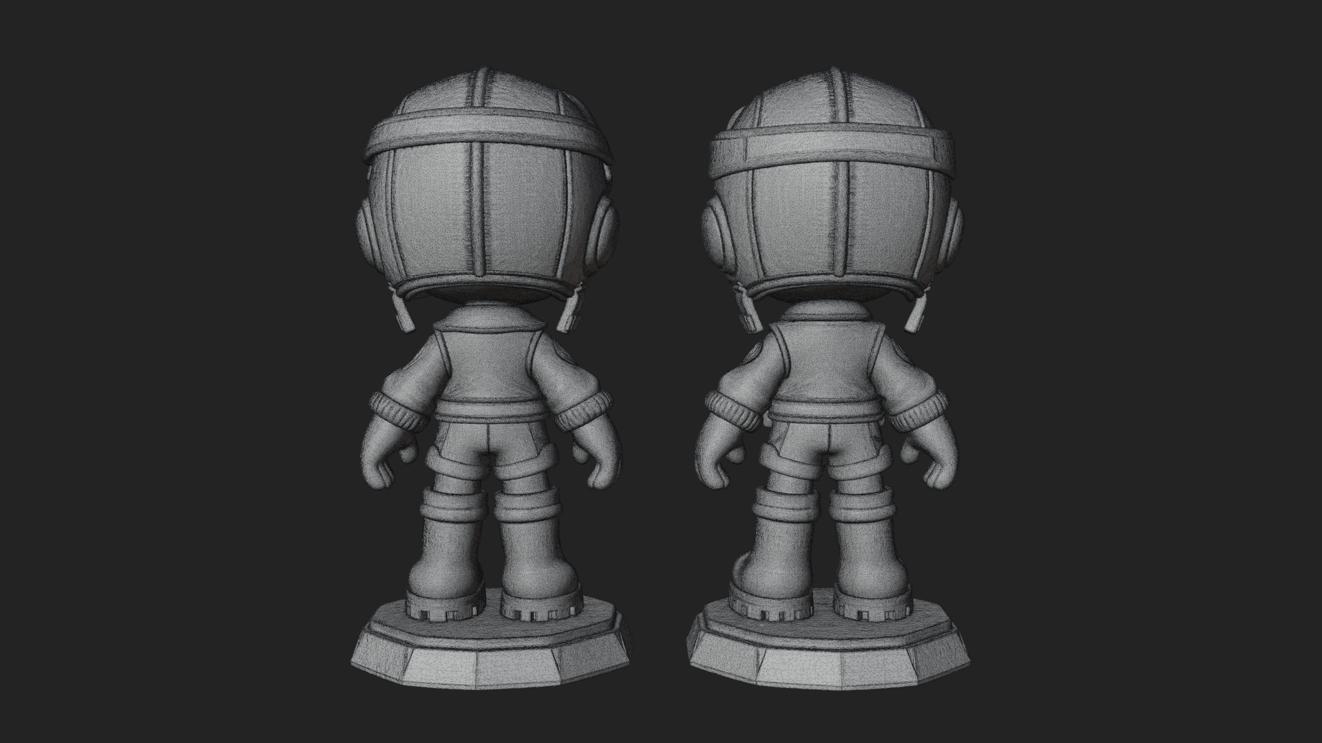 Chibi Pilot Boy With Goggles Statue Design 2 3D Print Model 3D Model