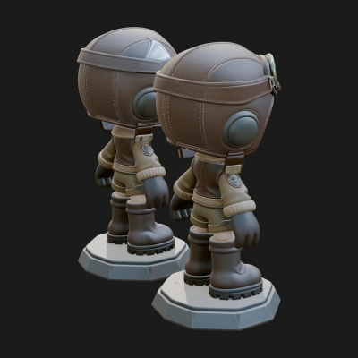 Chibi Pilot Boy With Goggles Statue Design 2 3D Print Model