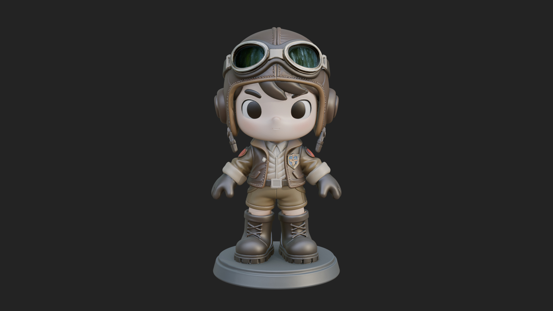 Chibi Pilot Boy With Goggles Statue Design 3 3D Print Model 3D Model