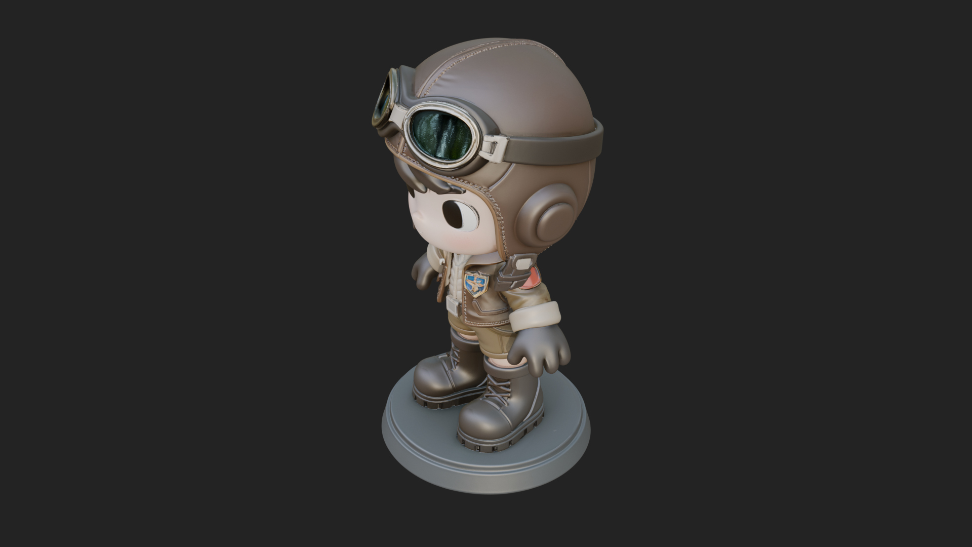 Chibi Pilot Boy With Goggles Statue Design 3 3D Print Model 3D Model