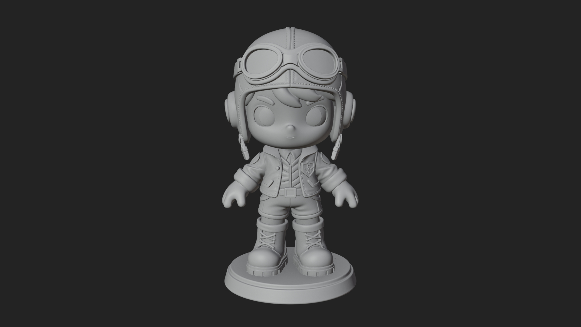 Chibi Pilot Boy With Goggles Statue Design 3 3D Print Model 3D Model