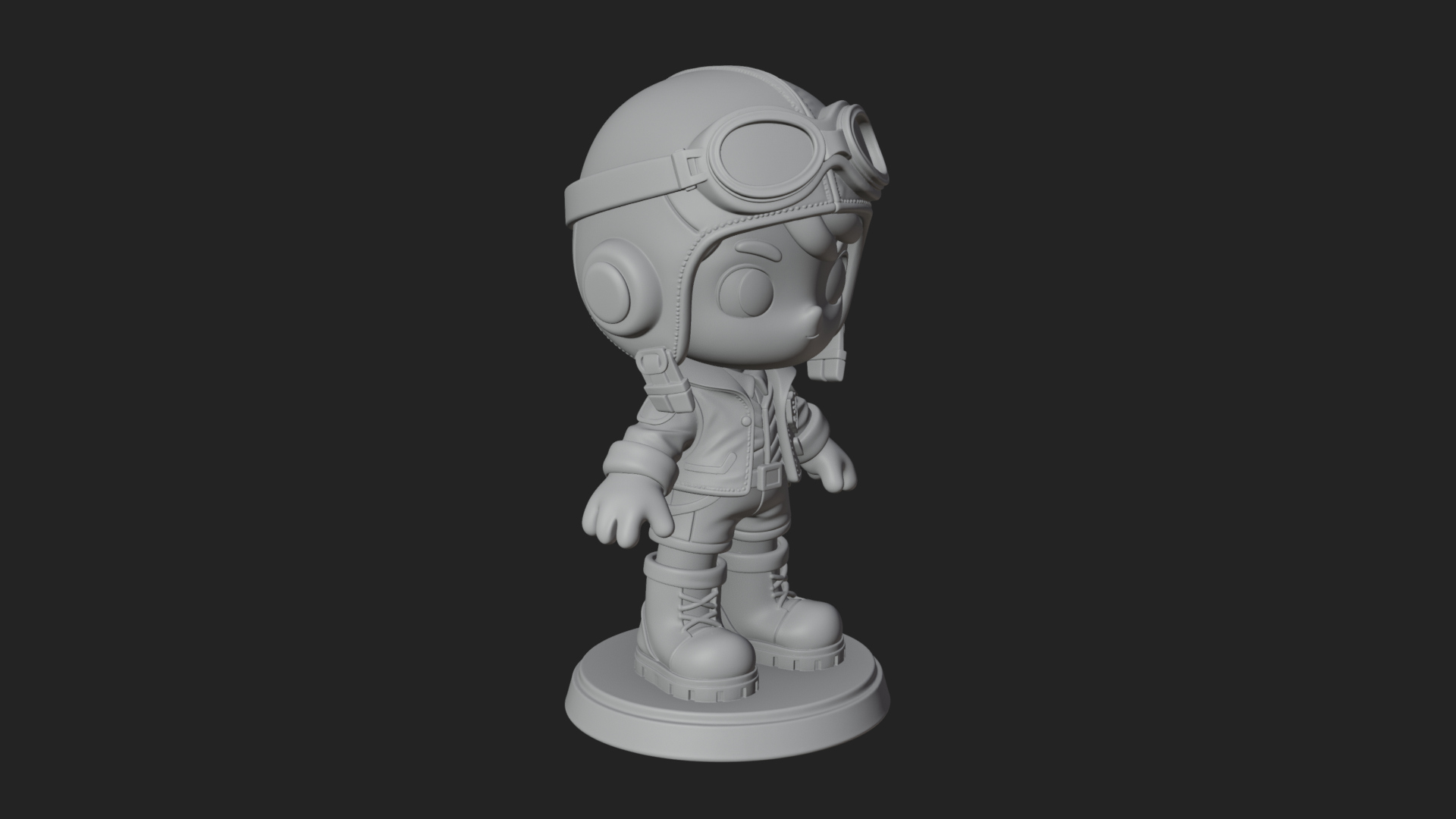 Chibi Pilot Boy With Goggles Statue Design 3 3D Print Model 3D Model