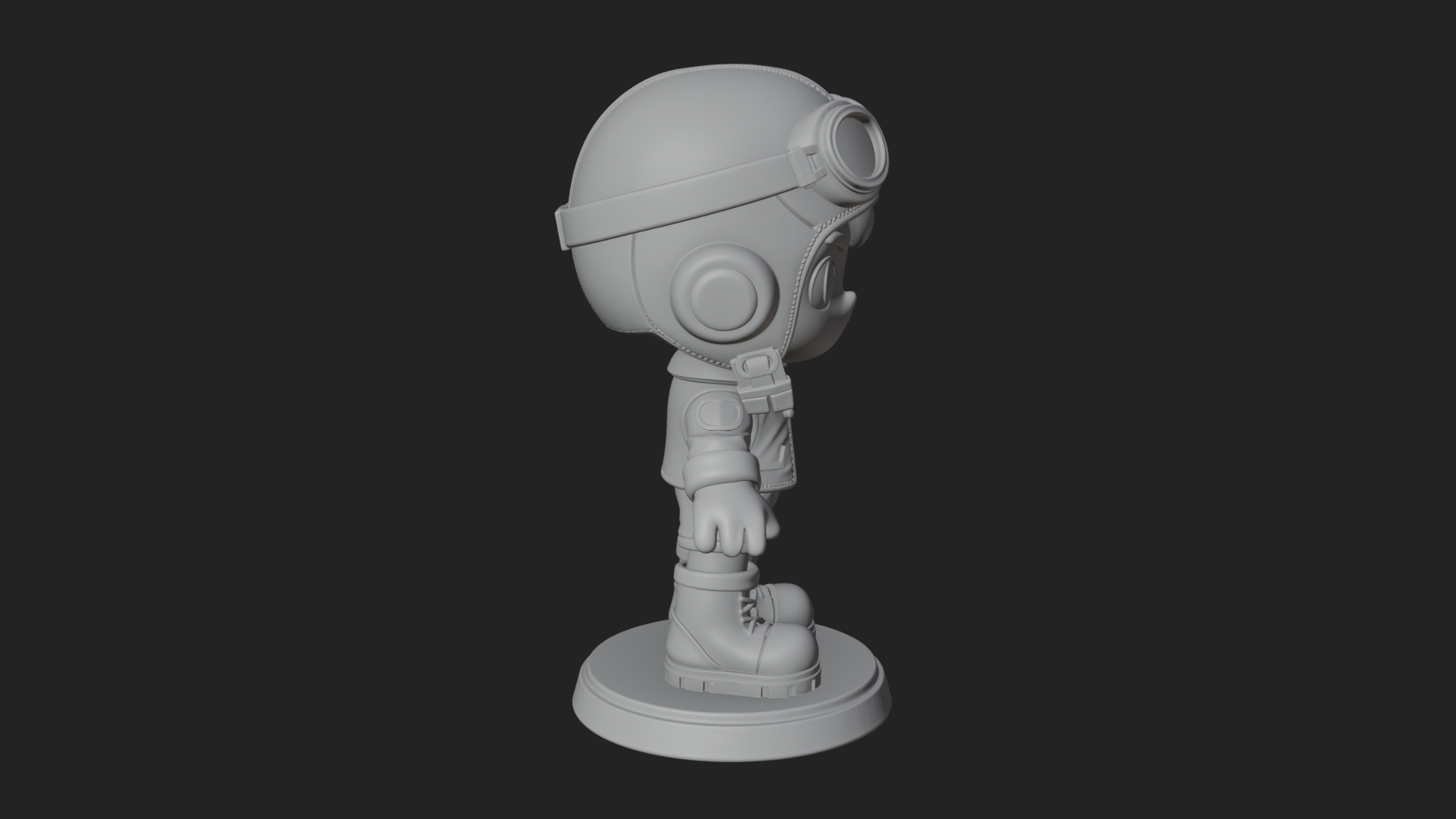 Chibi Pilot Boy With Goggles Statue Design 3 3D Print Model 3D Model