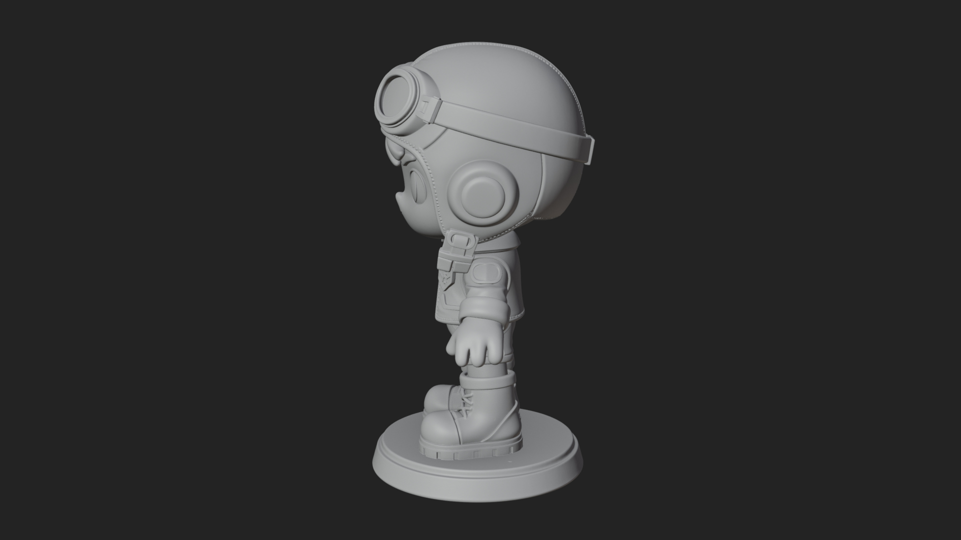 Chibi Pilot Boy With Goggles Statue Design 3 3D Print Model 3D Model