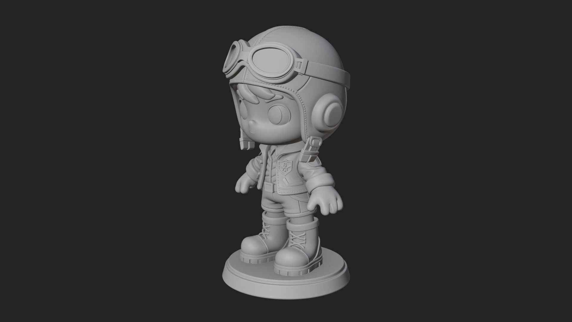Chibi Pilot Boy With Goggles Statue Design 3 3D Print Model 3D Model