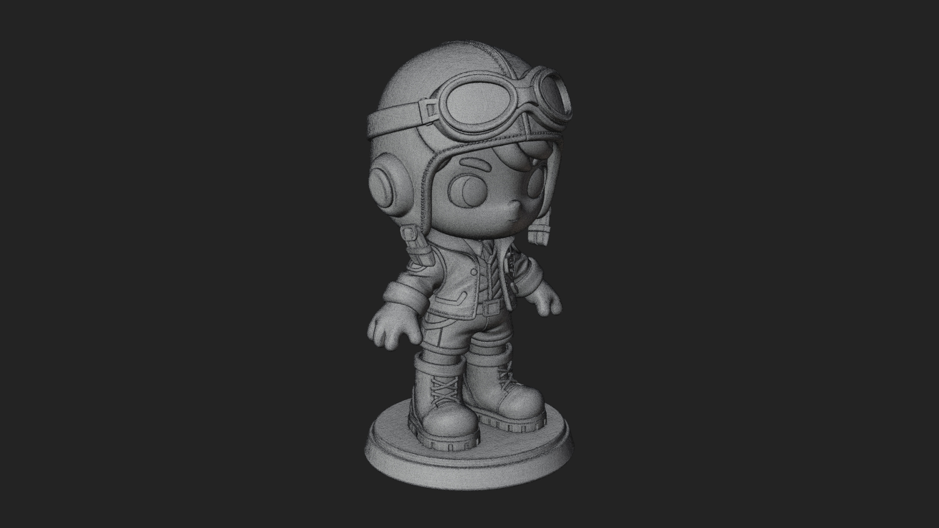 Chibi Pilot Boy With Goggles Statue Design 3 3D Print Model 3D Model