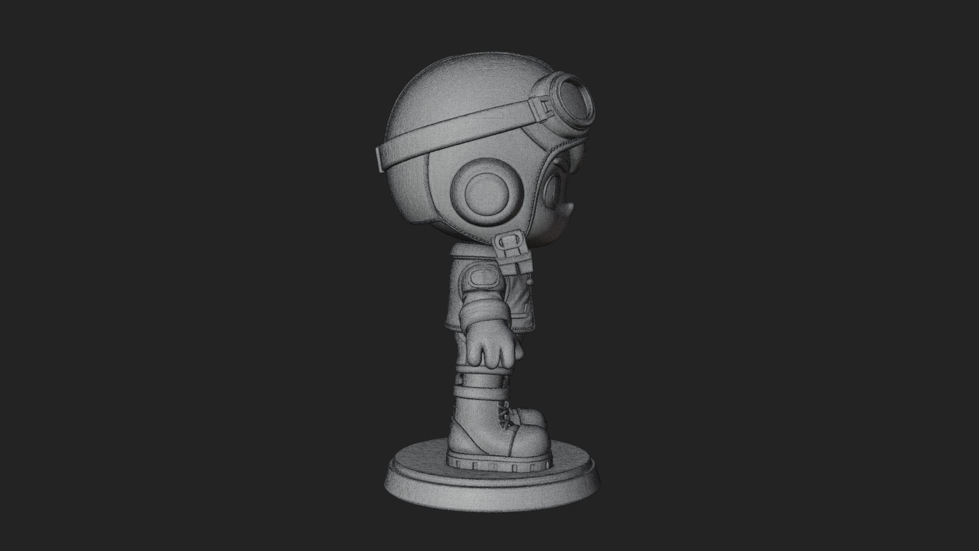 Chibi Pilot Boy With Goggles Statue Design 3 3D Print Model 3D Model