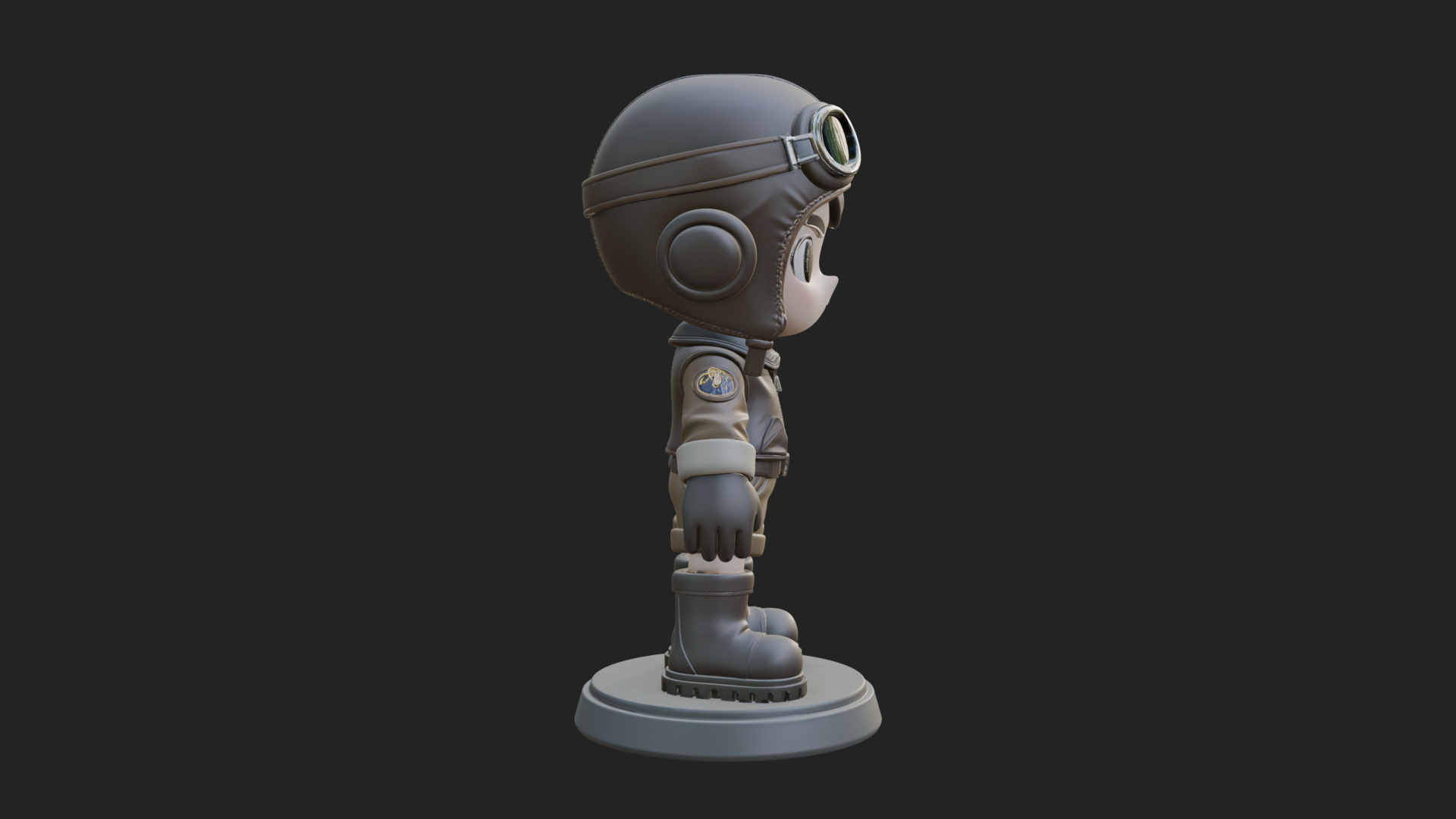 Chibi Pilot Boy With Goggles Statue Design 4 3D Print Model 3D Model