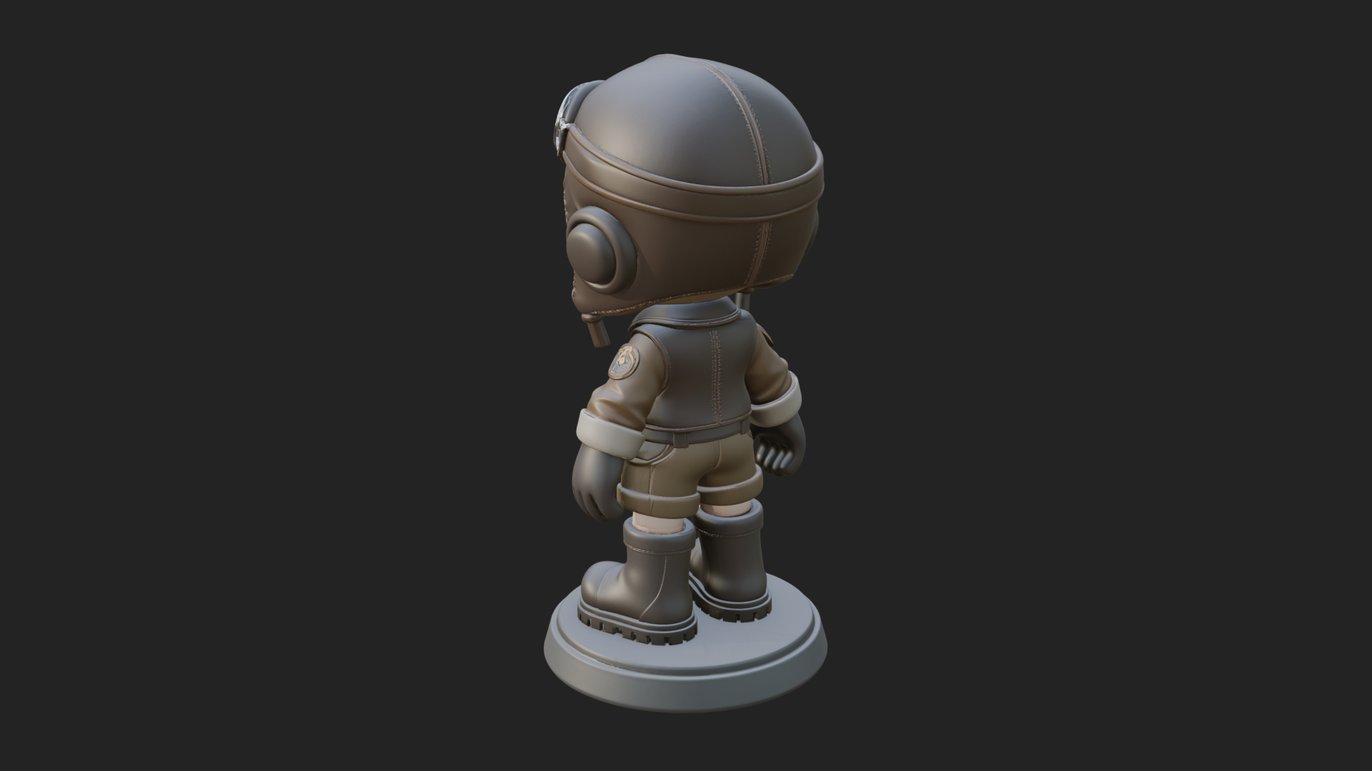 Chibi Pilot Boy With Goggles Statue Design 4 3D Print Model 3D Model