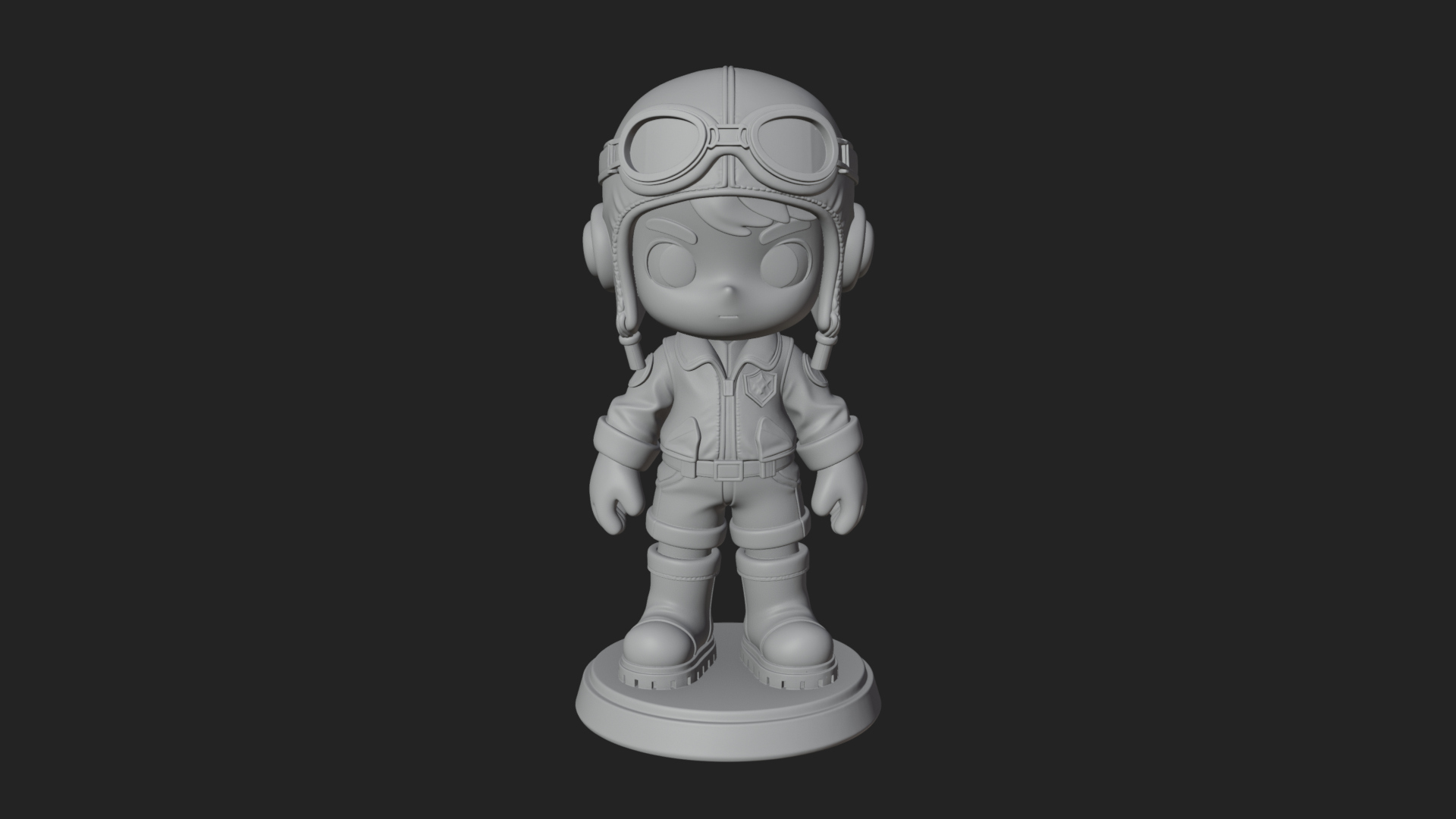 Chibi Pilot Boy With Goggles Statue Design 4 3D Print Model 3D Model