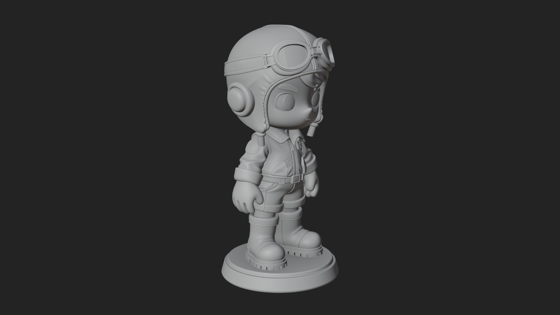 Chibi Pilot Boy With Goggles Statue Design 4 3D Print Model 3D Model