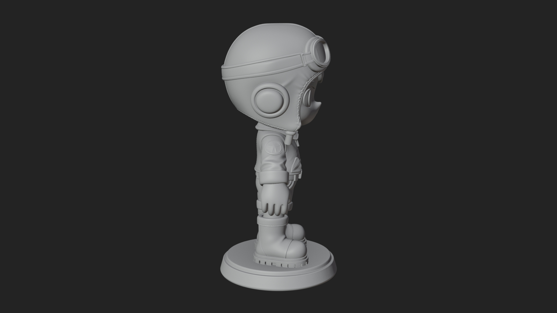 Chibi Pilot Boy With Goggles Statue Design 4 3D Print Model 3D Model